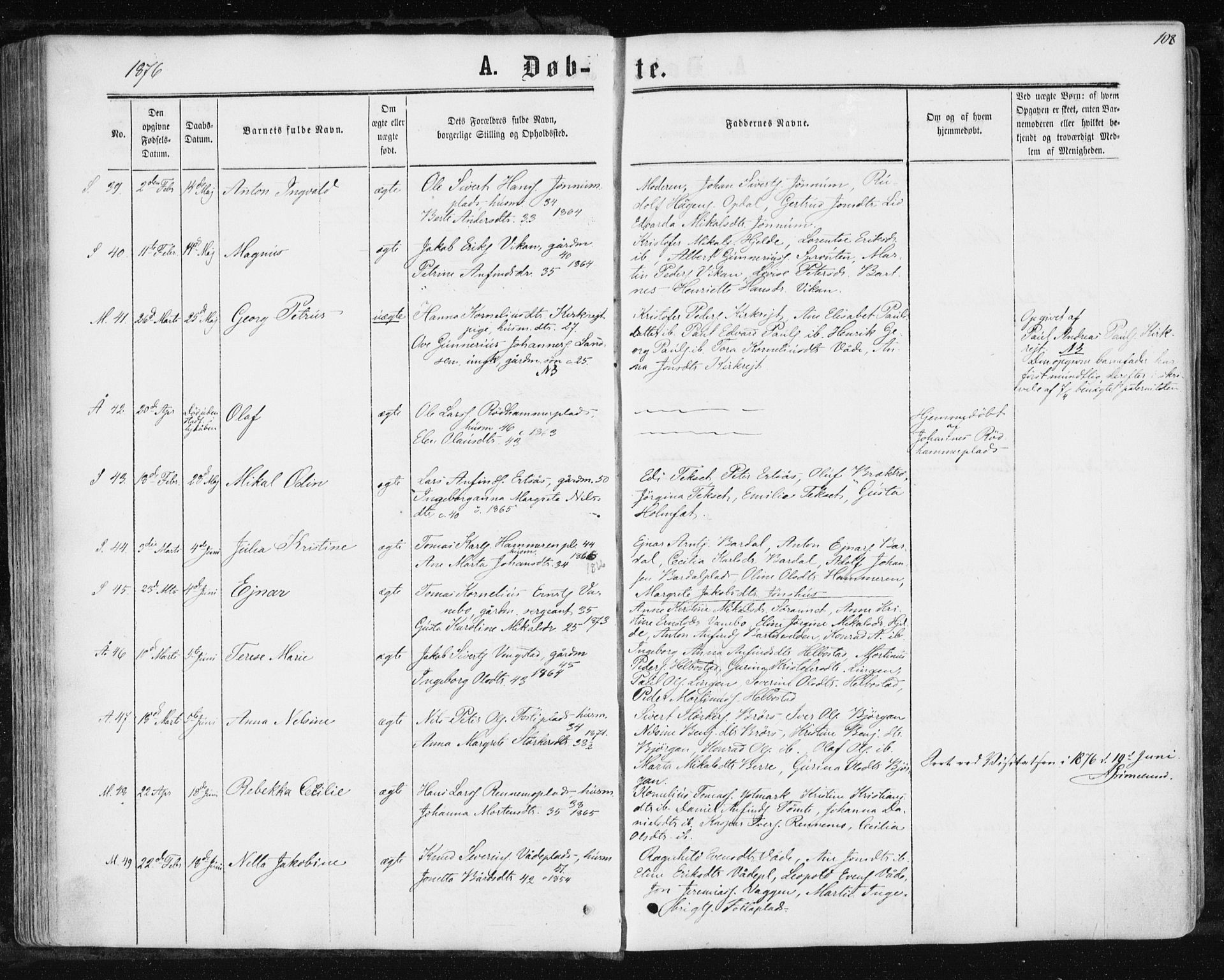 Ministerialprotokoller, klokkerbøker og fødselsregistre - Nord-Trøndelag, AV/SAT-A-1458/741/L0394: Ministerialbok nr. 741A08, 1864-1877, s. 108