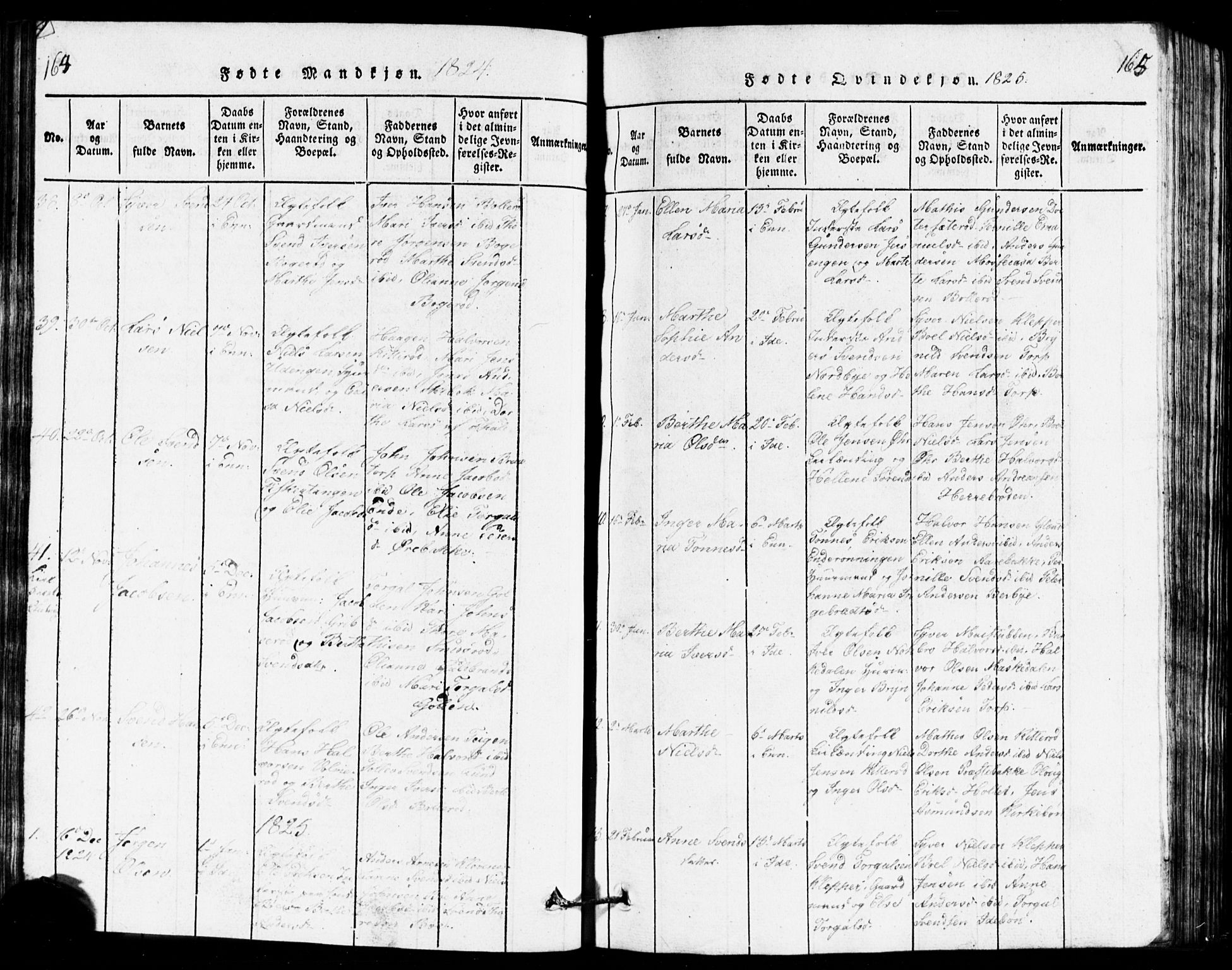 Idd prestekontor Kirkebøker, AV/SAO-A-10911/G/Ga/L0001: Klokkerbok nr. I 1, 1815-1826, s. 164-165