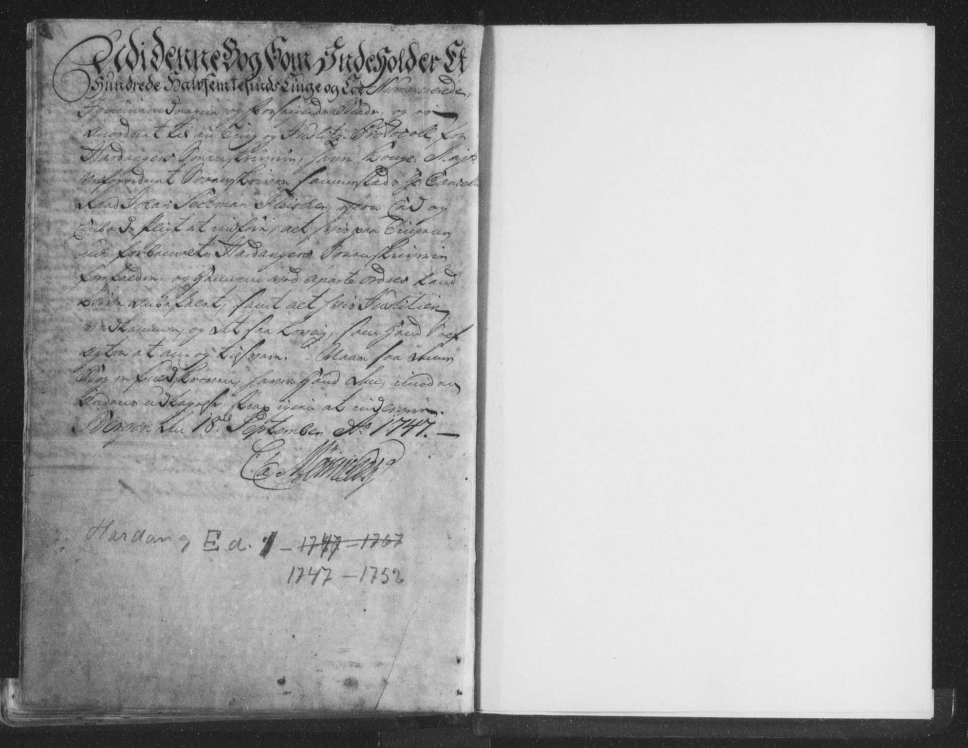 Hardanger og Voss sorenskriveri, SAB/A-2501/1/1A/1Af/L0001: Tingbok for Hardanger, 1747-1752