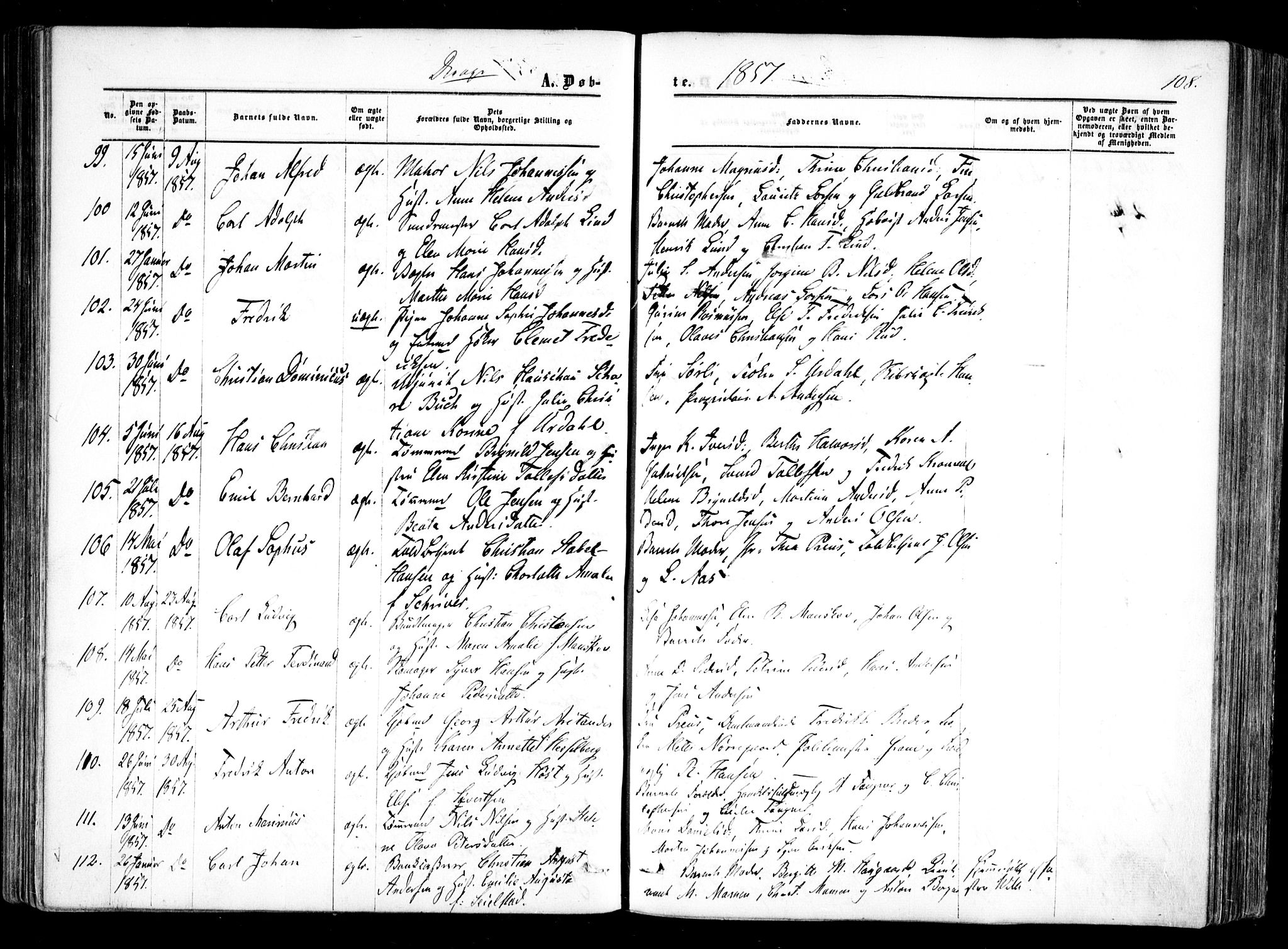 Halden prestekontor Kirkebøker, AV/SAO-A-10909/F/Fa/L0007: Ministerialbok nr. I 7, 1857-1865, s. 108