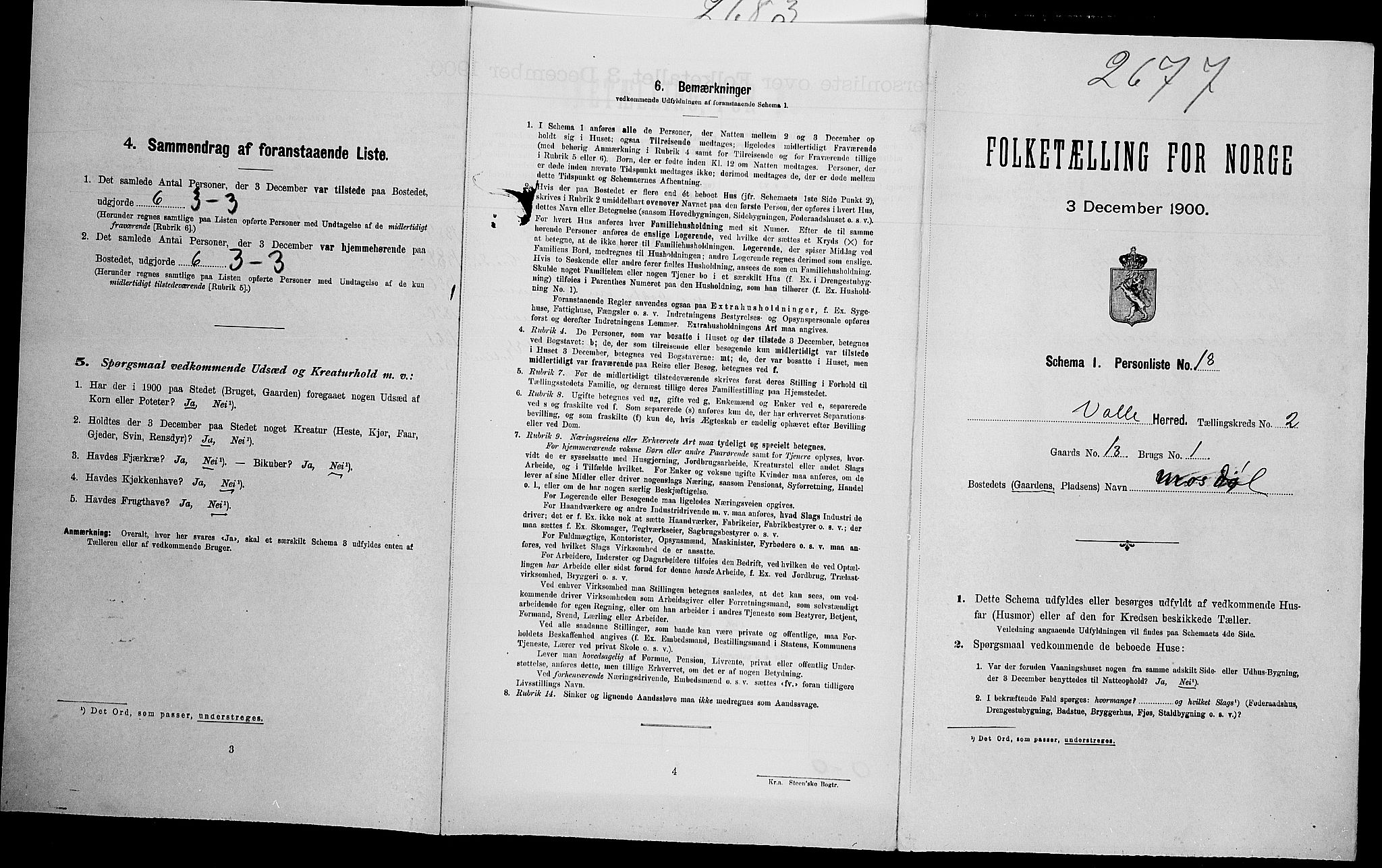 SAK, Folketelling 1900 for 0940 Valle herred, 1900, s. 185