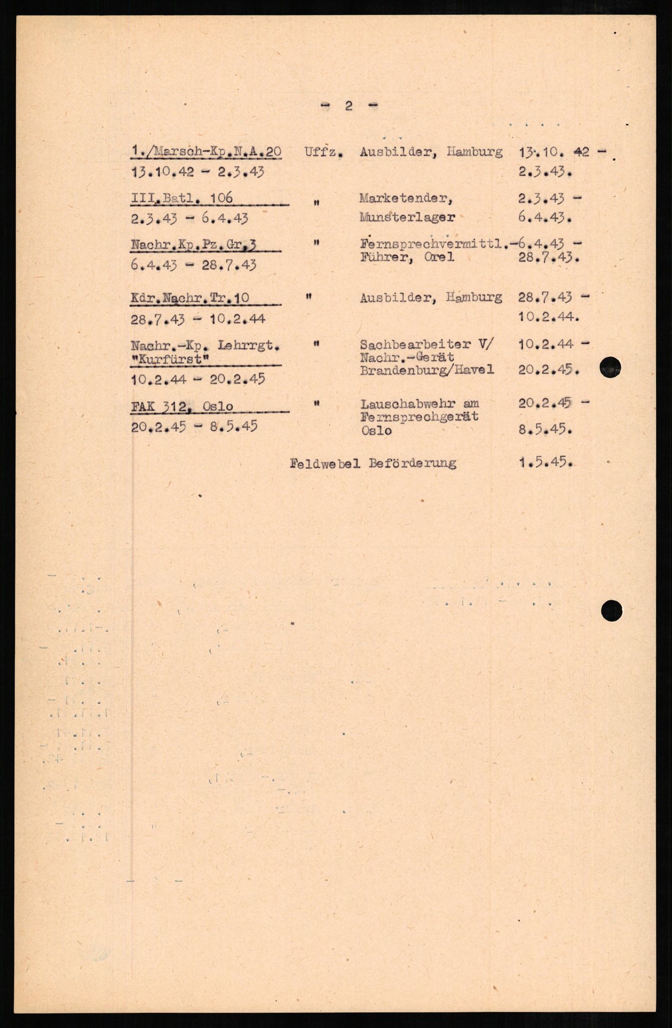 Forsvaret, Forsvarets overkommando II, RA/RAFA-3915/D/Db/L0007: CI Questionaires. Tyske okkupasjonsstyrker i Norge. Tyskere., 1945-1946, s. 361