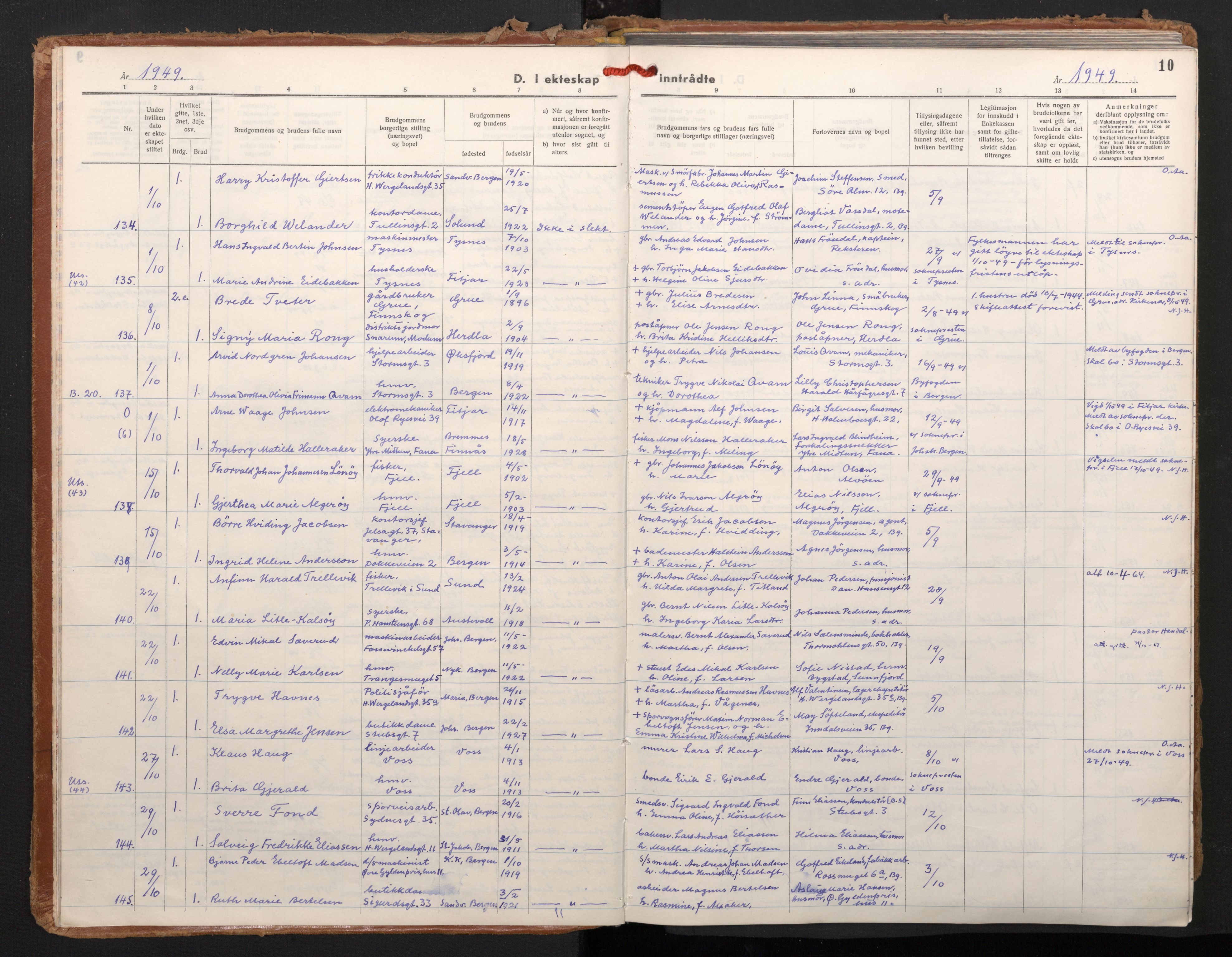 Johanneskirken sokneprestembete, SAB/A-76001/H/Haa/L0015: Ministerialbok nr. D 4, 1949-1963, s. 9b-10a