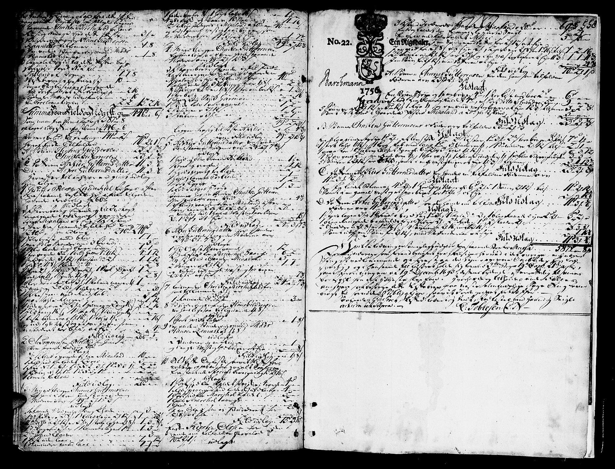 Setesdal sorenskriveri, SAK/1221-0011/H/Hc/L0008: Skifteprotokoll nr 7 med register, 1753-1770, s. 557b-558a
