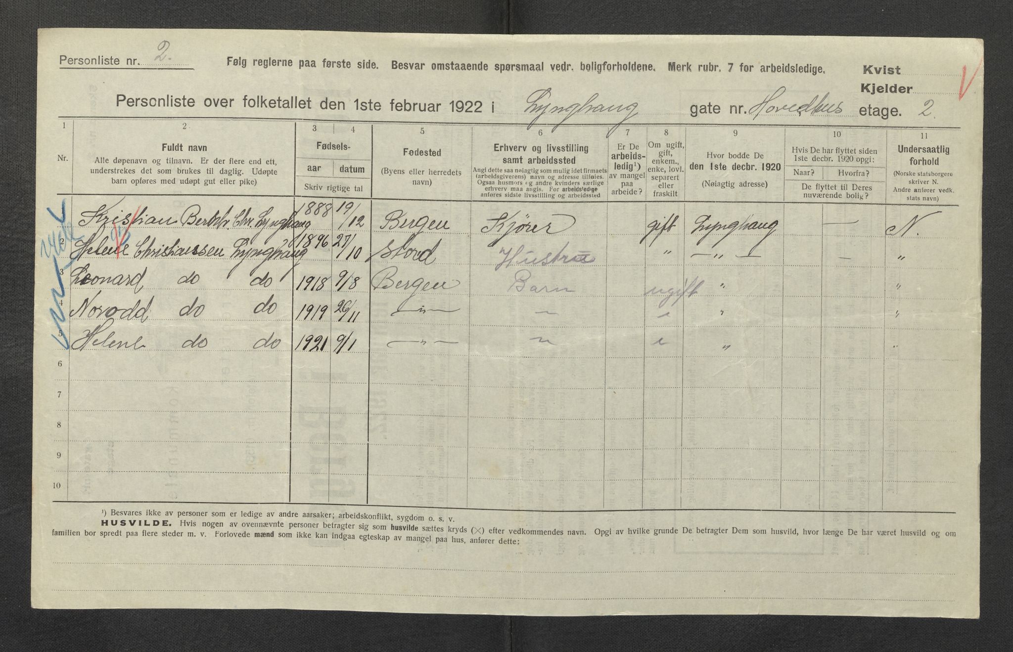SAB, Kommunal folketelling 1922 for Bergen kjøpstad, 1922, s. 23211