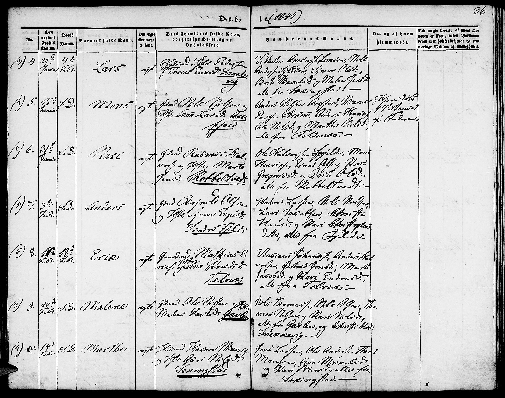 Fjell sokneprestembete, AV/SAB-A-75301/H/Haa: Ministerialbok nr. A 1, 1835-1850, s. 36