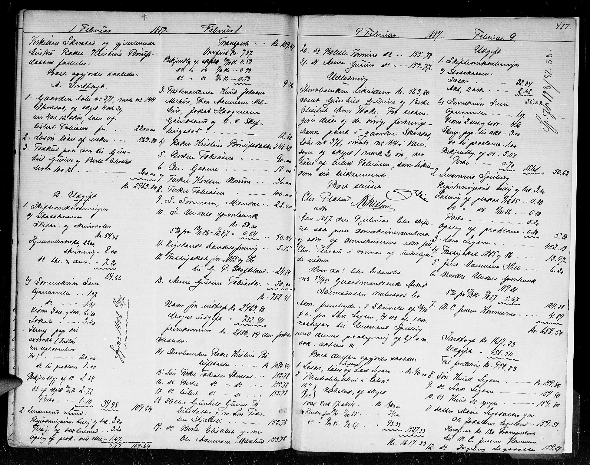 Mandal sorenskriveri, SAK/1221-0005/001/H/Hc/L0095: Skifteutlodningsprotokoll nr 4 med register, 1871-1887, s. 476b-477a
