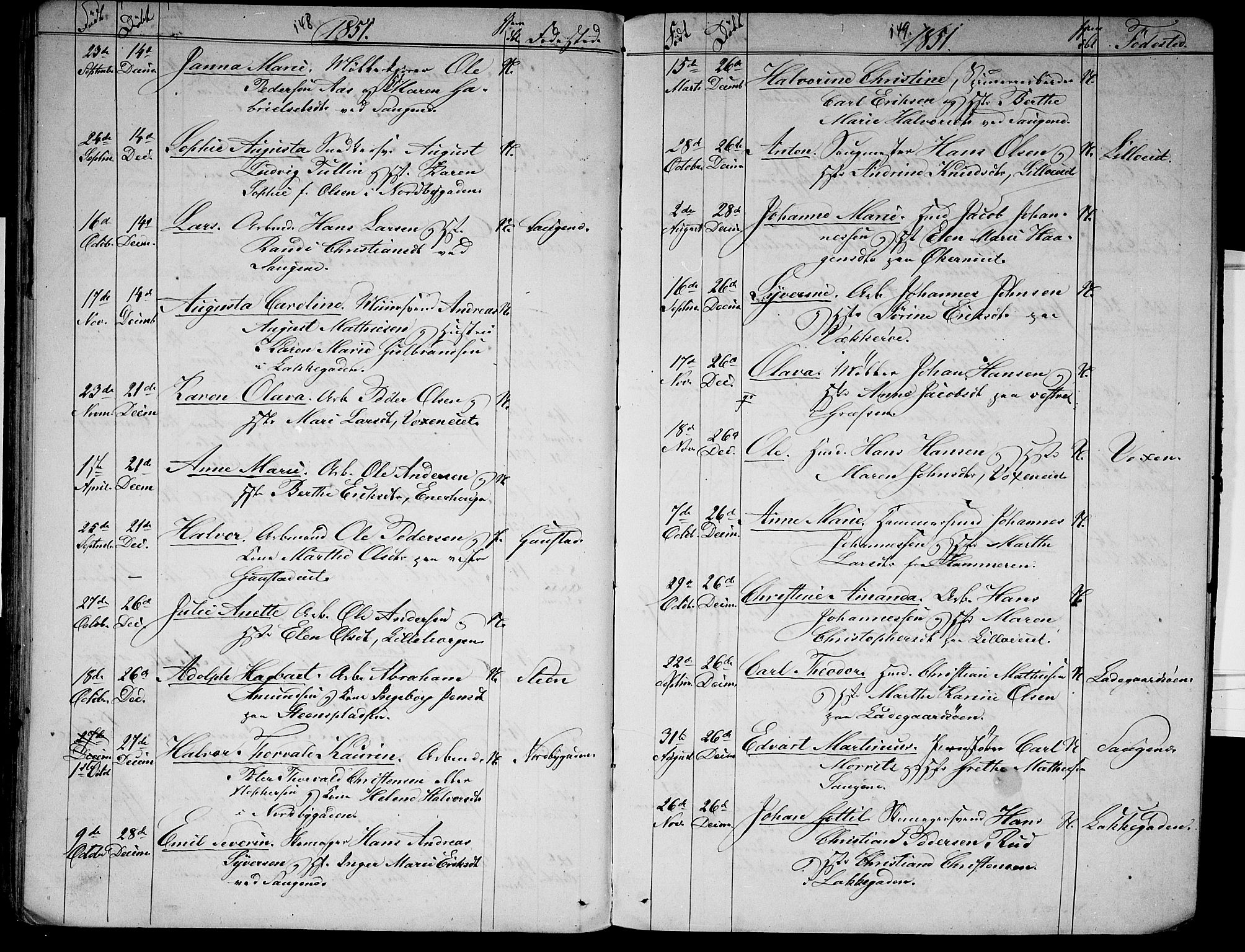 Aker prestekontor kirkebøker, AV/SAO-A-10861/G/L0009: Klokkerbok nr. 9, 1848-1852, s. 148-149