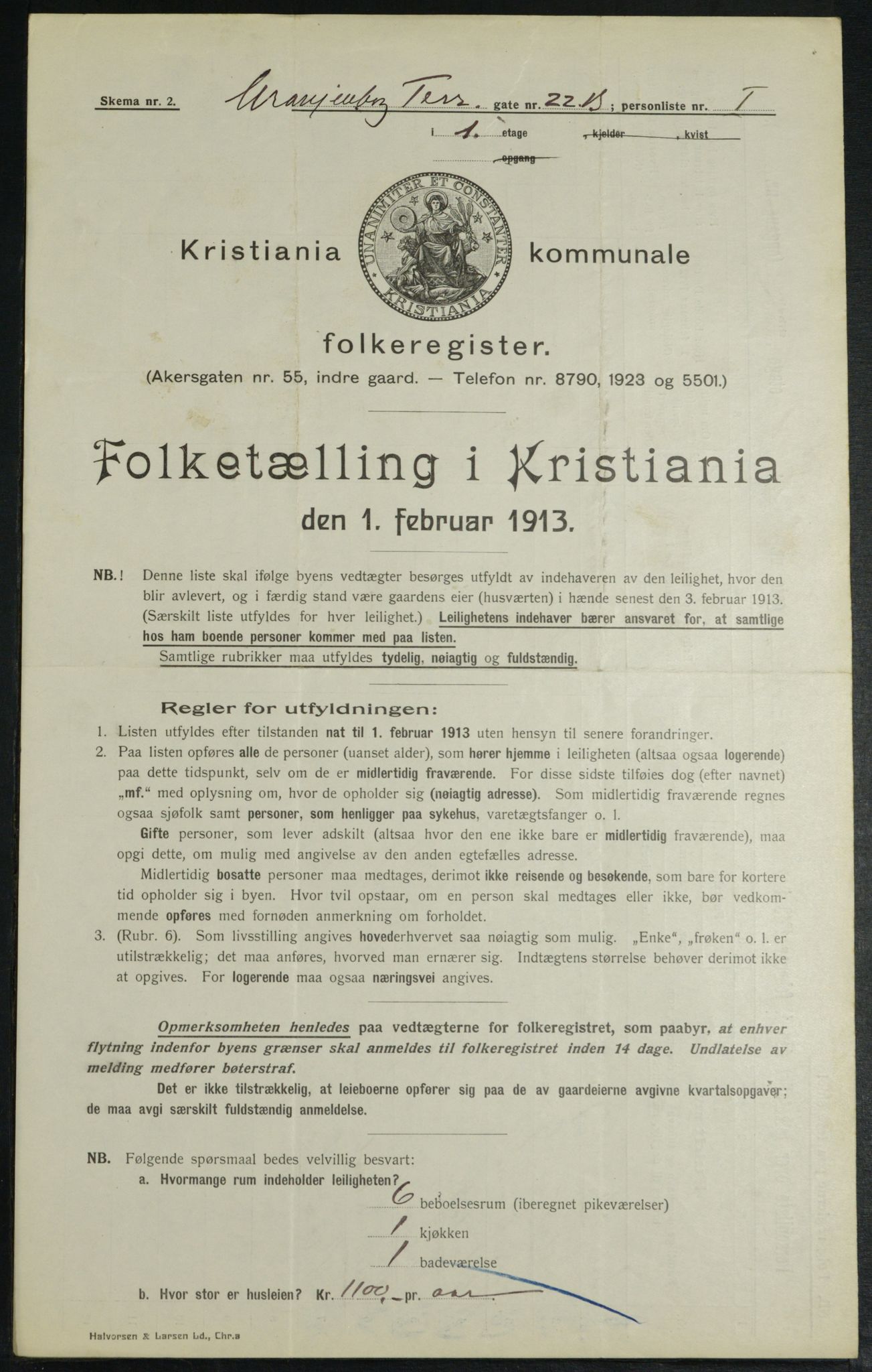 OBA, Kommunal folketelling 1.2.1913 for Kristiania, 1913, s. 120267