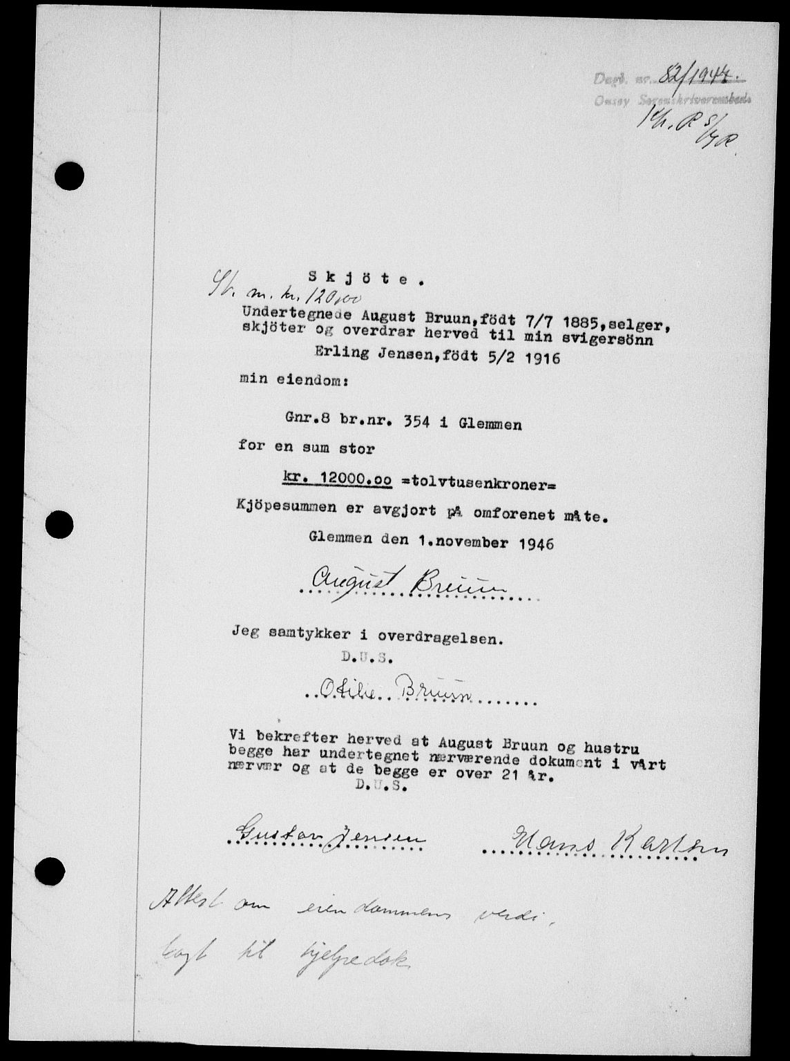 Onsøy sorenskriveri, SAO/A-10474/G/Ga/Gab/L0018: Pantebok nr. II A-18, 1946-1947, Dagboknr: 82/1947
