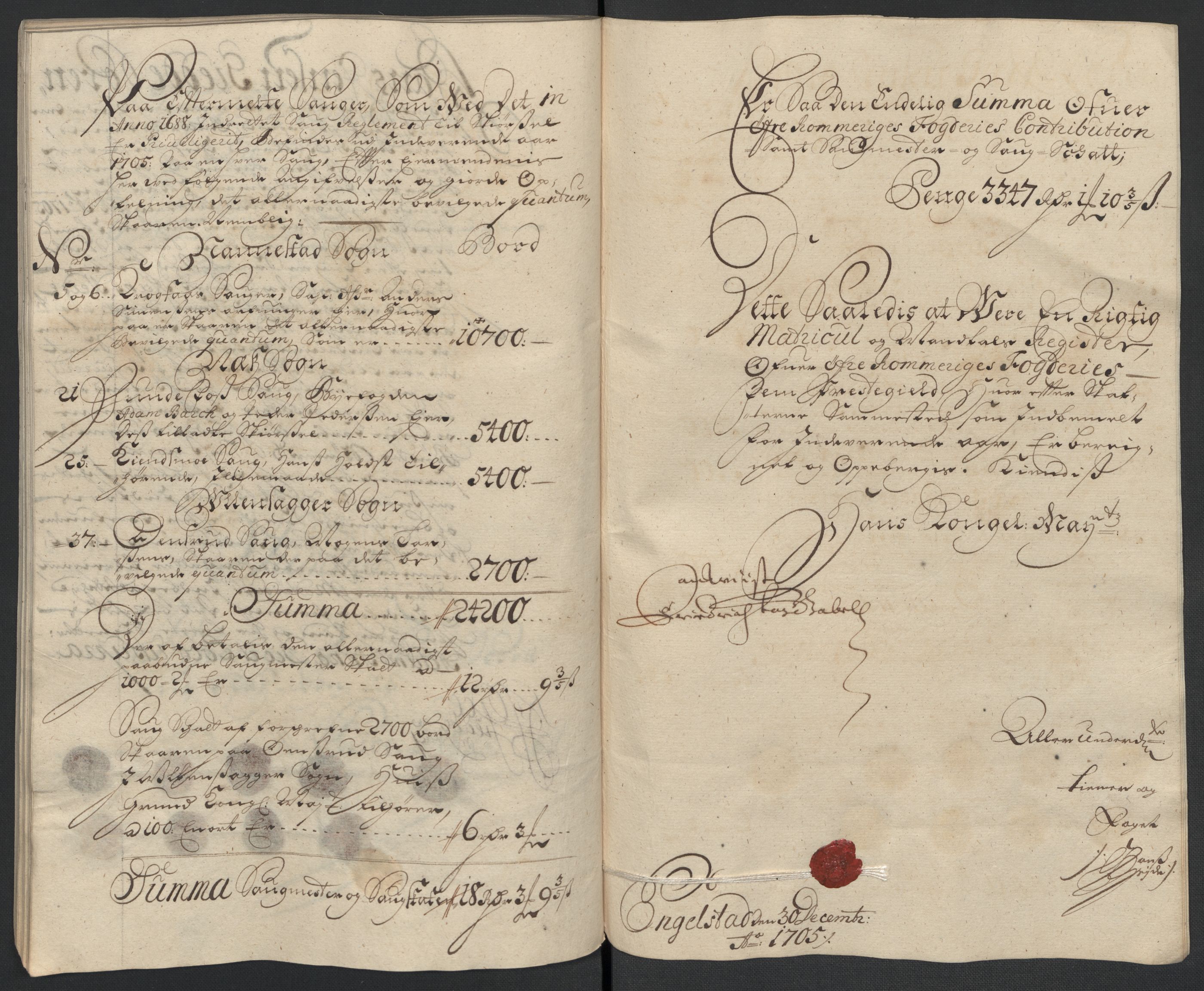 Rentekammeret inntil 1814, Reviderte regnskaper, Fogderegnskap, AV/RA-EA-4092/R12/L0717: Fogderegnskap Øvre Romerike, 1704-1705, s. 341