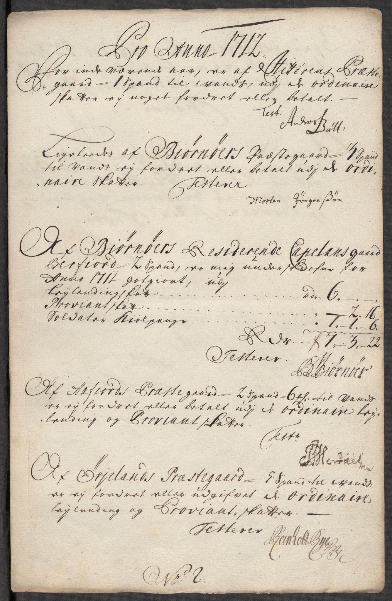 Rentekammeret inntil 1814, Reviderte regnskaper, Fogderegnskap, AV/RA-EA-4092/R57/L3861: Fogderegnskap Fosen, 1712-1713, s. 174