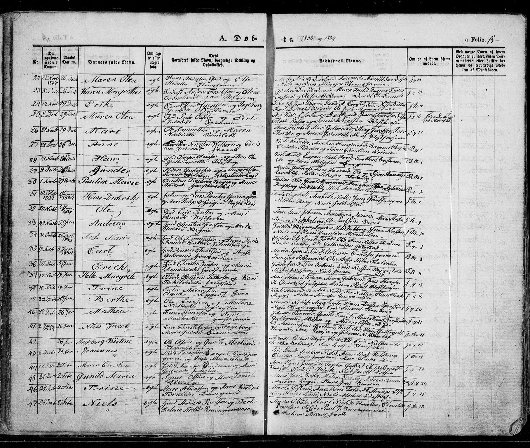 Eiker kirkebøker, AV/SAKO-A-4/G/Ga/L0002: Klokkerbok nr. I 2, 1832-1856, s. 15