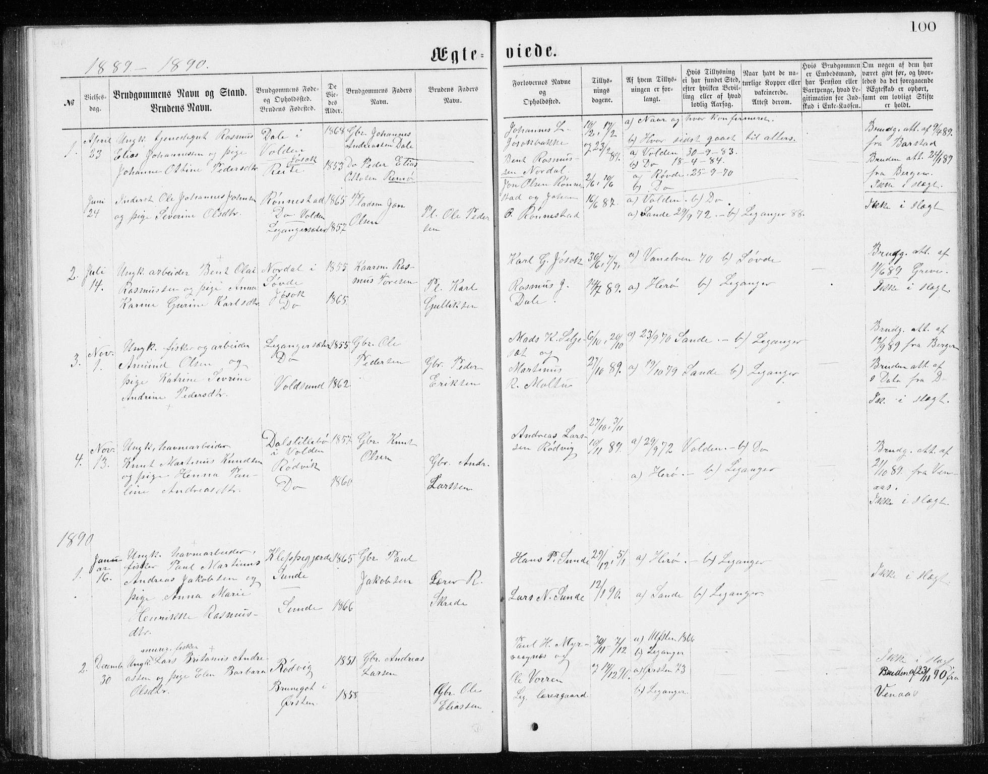 Ministerialprotokoller, klokkerbøker og fødselsregistre - Møre og Romsdal, AV/SAT-A-1454/508/L0097: Klokkerbok nr. 508C01, 1873-1897, s. 100