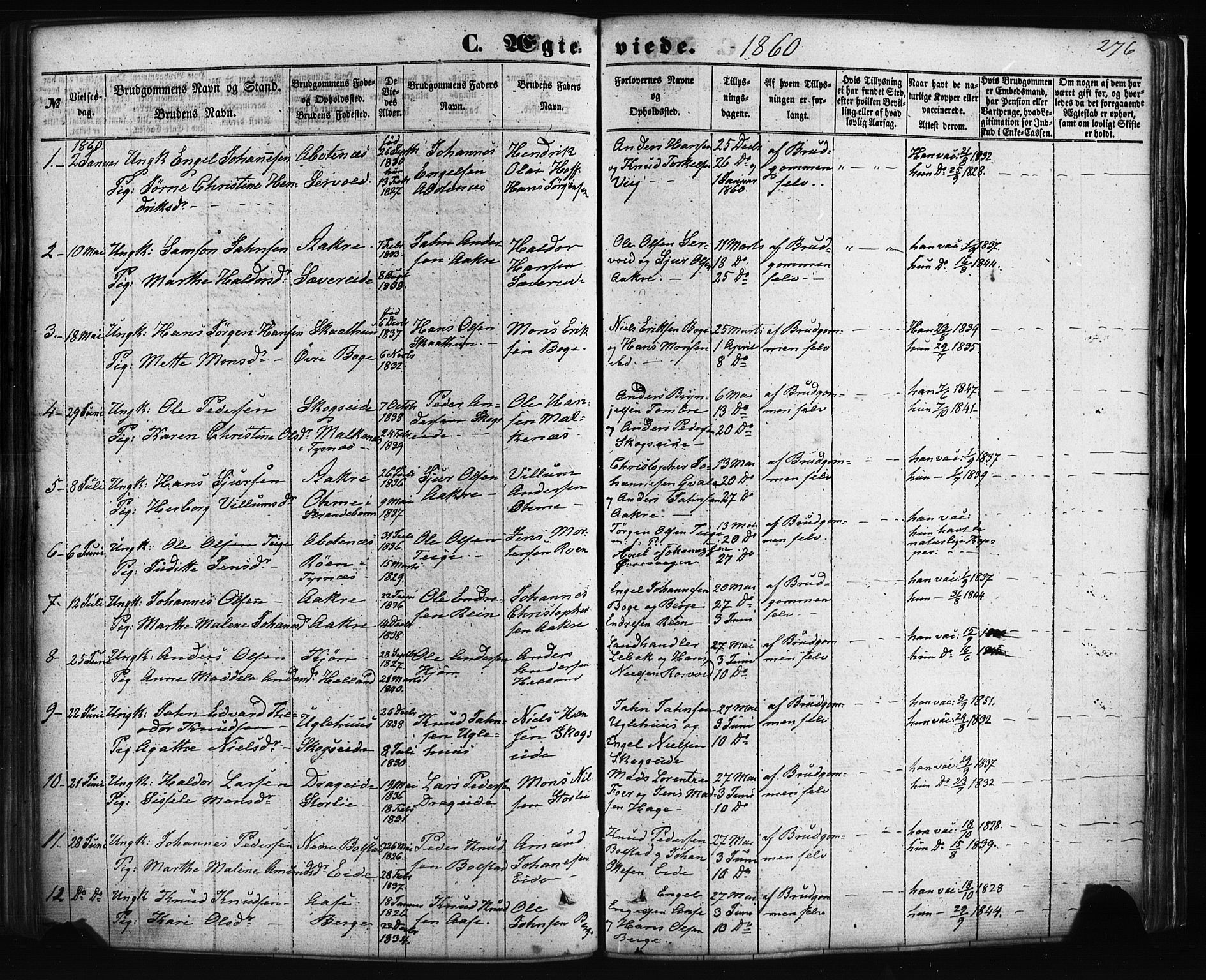 Fusa sokneprestembete, AV/SAB-A-75401/H/Haa: Ministerialbok nr. A 1I, 1855-1879, s. 276