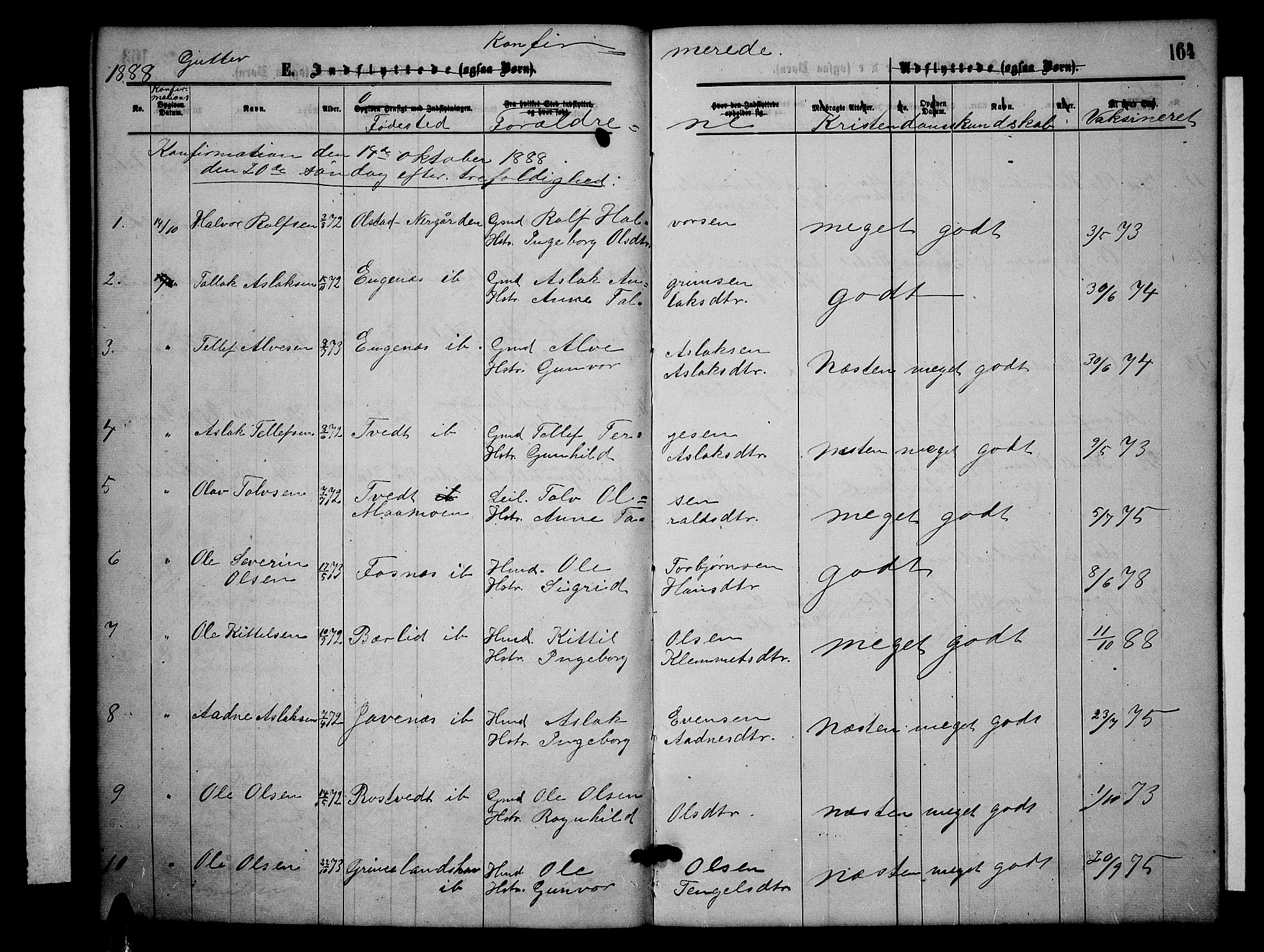 Åmli sokneprestkontor, SAK/1111-0050/F/Fb/Fbc/L0003: Klokkerbok nr. B 3, 1868-1888, s. 164