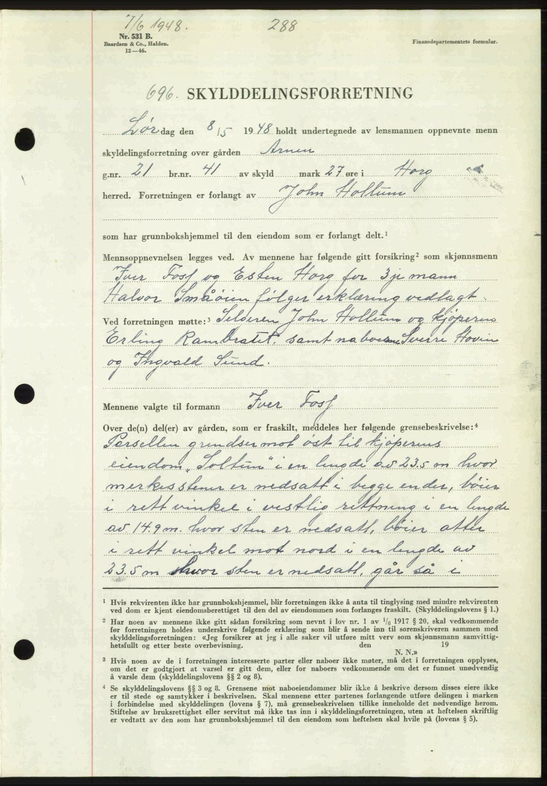 Gauldal sorenskriveri, SAT/A-0014/1/2/2C: Pantebok nr. A6, 1948-1948, Dagboknr: 696/1948