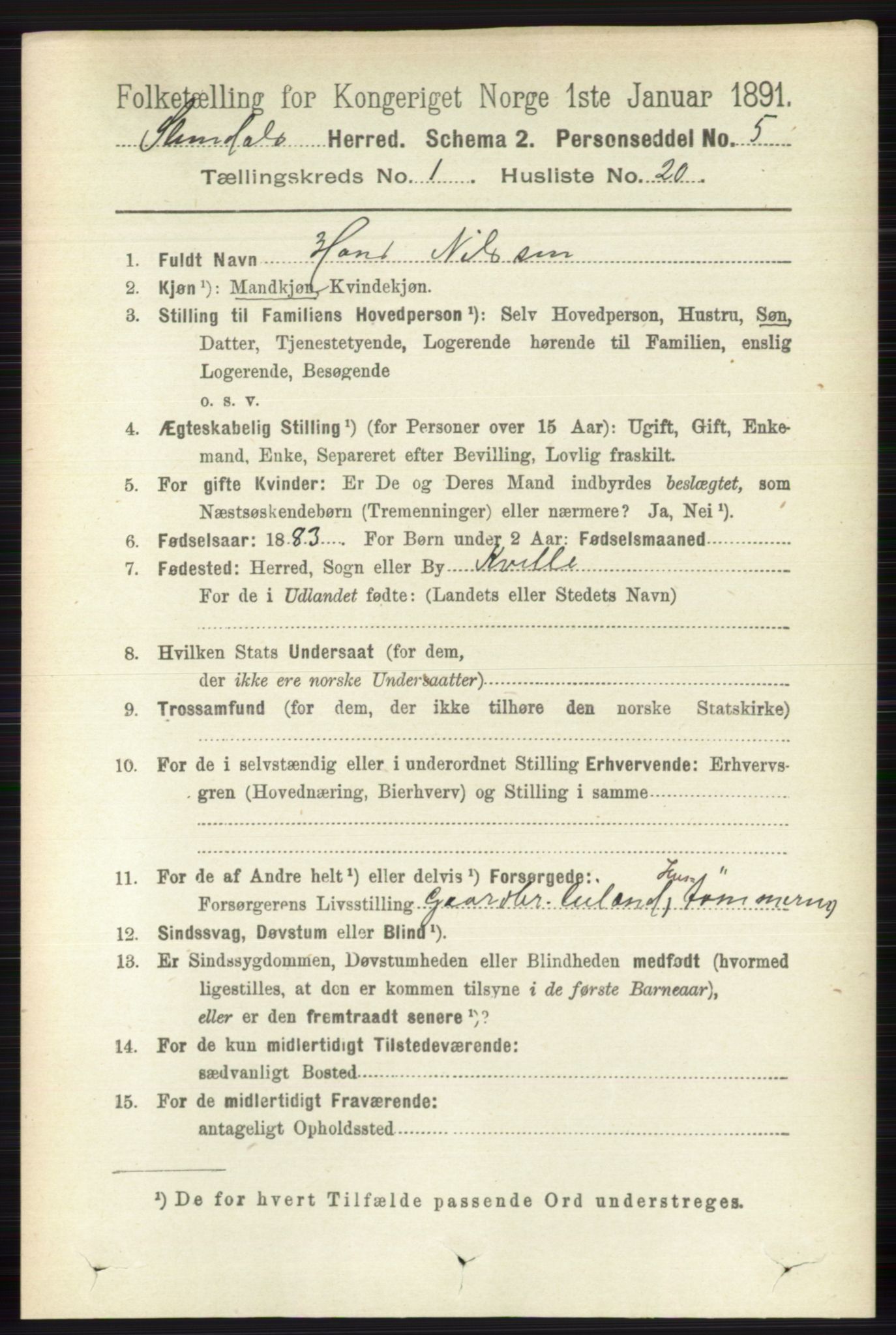 RA, Folketelling 1891 for 0811 Slemdal herred, 1891, s. 174