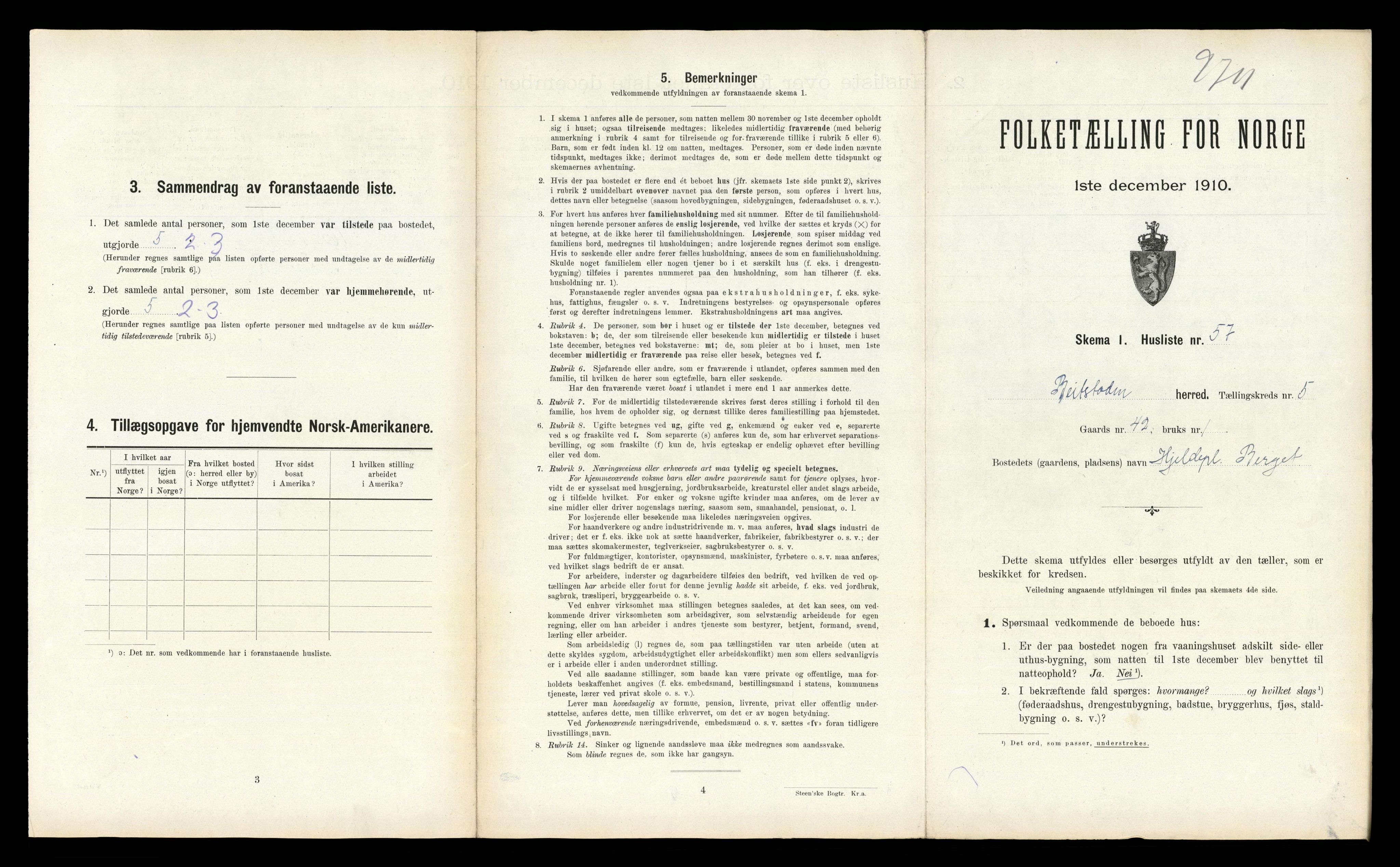 RA, Folketelling 1910 for 1727 Beitstad herred, 1910, s. 491