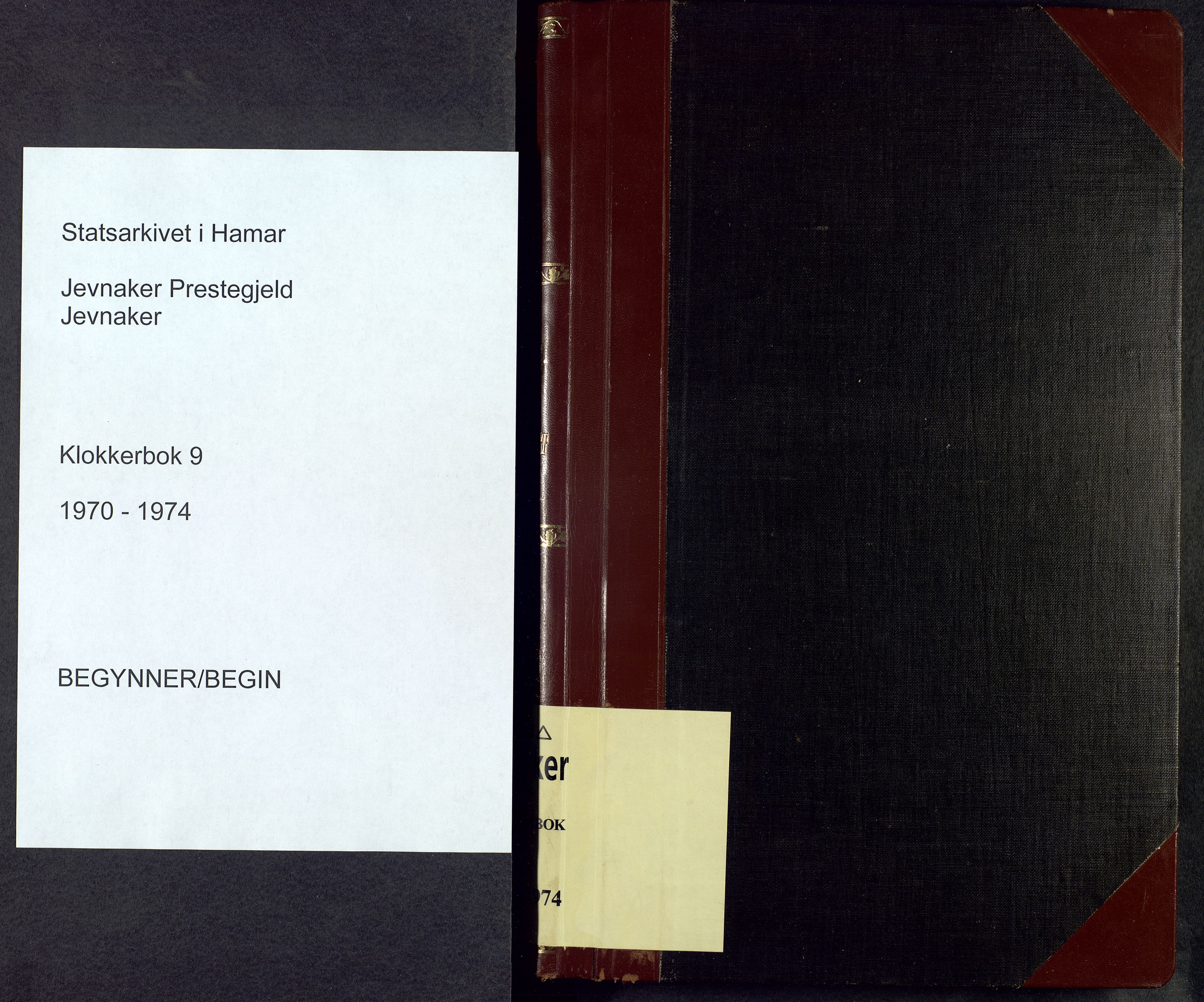 Jevnaker prestekontor, SAH/PREST-116/H/Ha/Hab/L0009: Klokkerbok nr. 9, 1970-1974