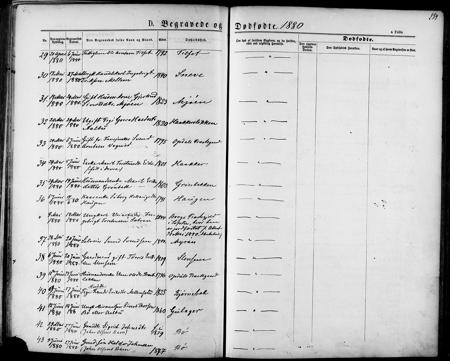 Ministerialprotokoller, klokkerbøker og fødselsregistre - Sør-Trøndelag, SAT/A-1456/678/L0900: Ministerialbok nr. 678A09, 1872-1881, s. 234