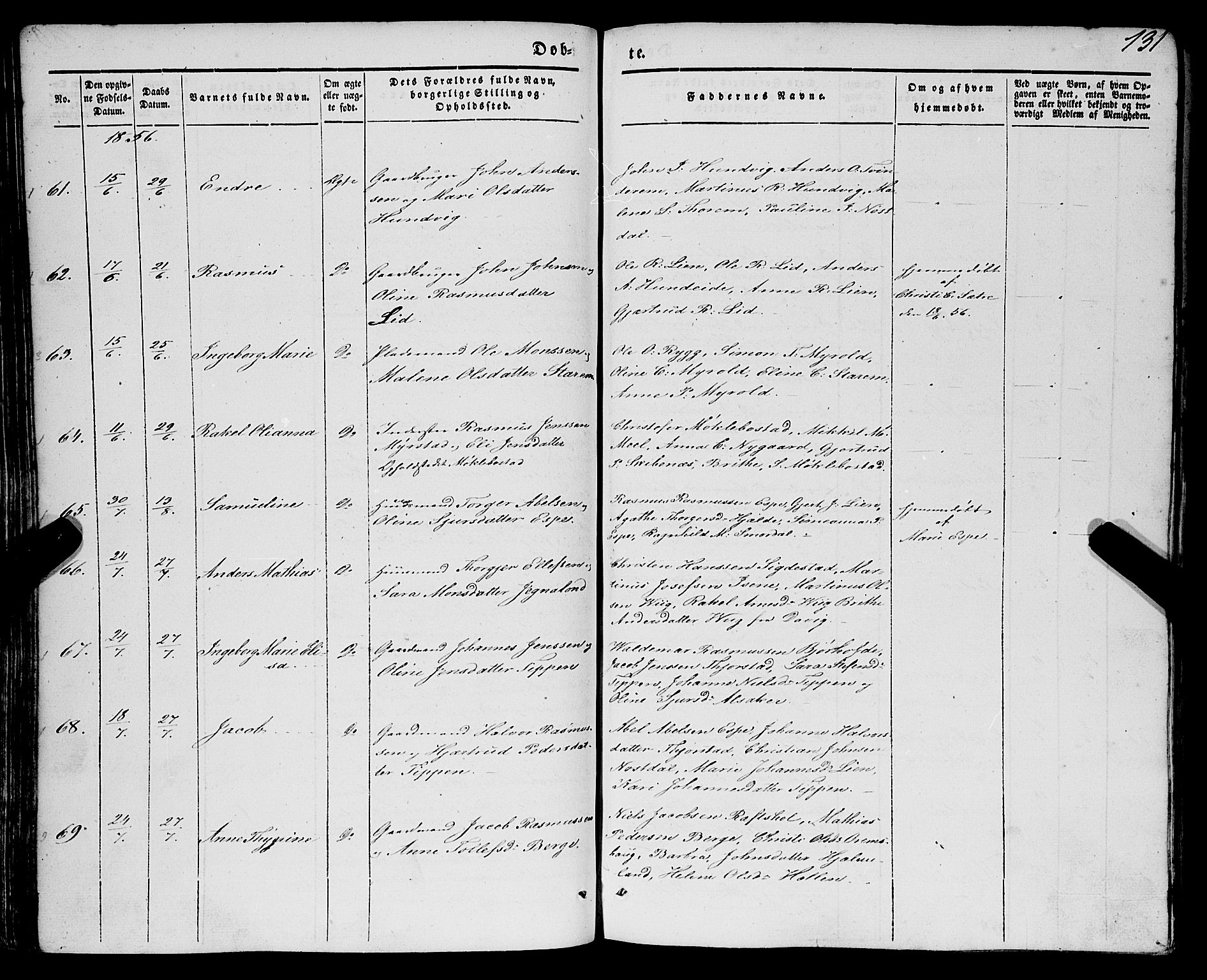 Eid sokneprestembete, AV/SAB-A-82301/H/Haa/Haaa/L0007: Ministerialbok nr. A 7, 1844-1858, s. 131