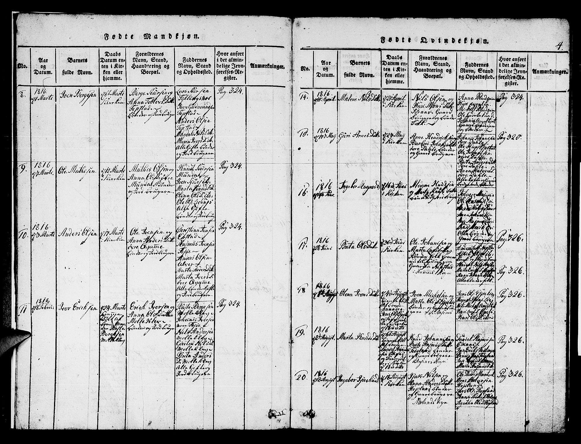 Hamre sokneprestembete, AV/SAB-A-75501/H/Ha/Hab: Klokkerbok nr. A 1, 1816-1826, s. 4