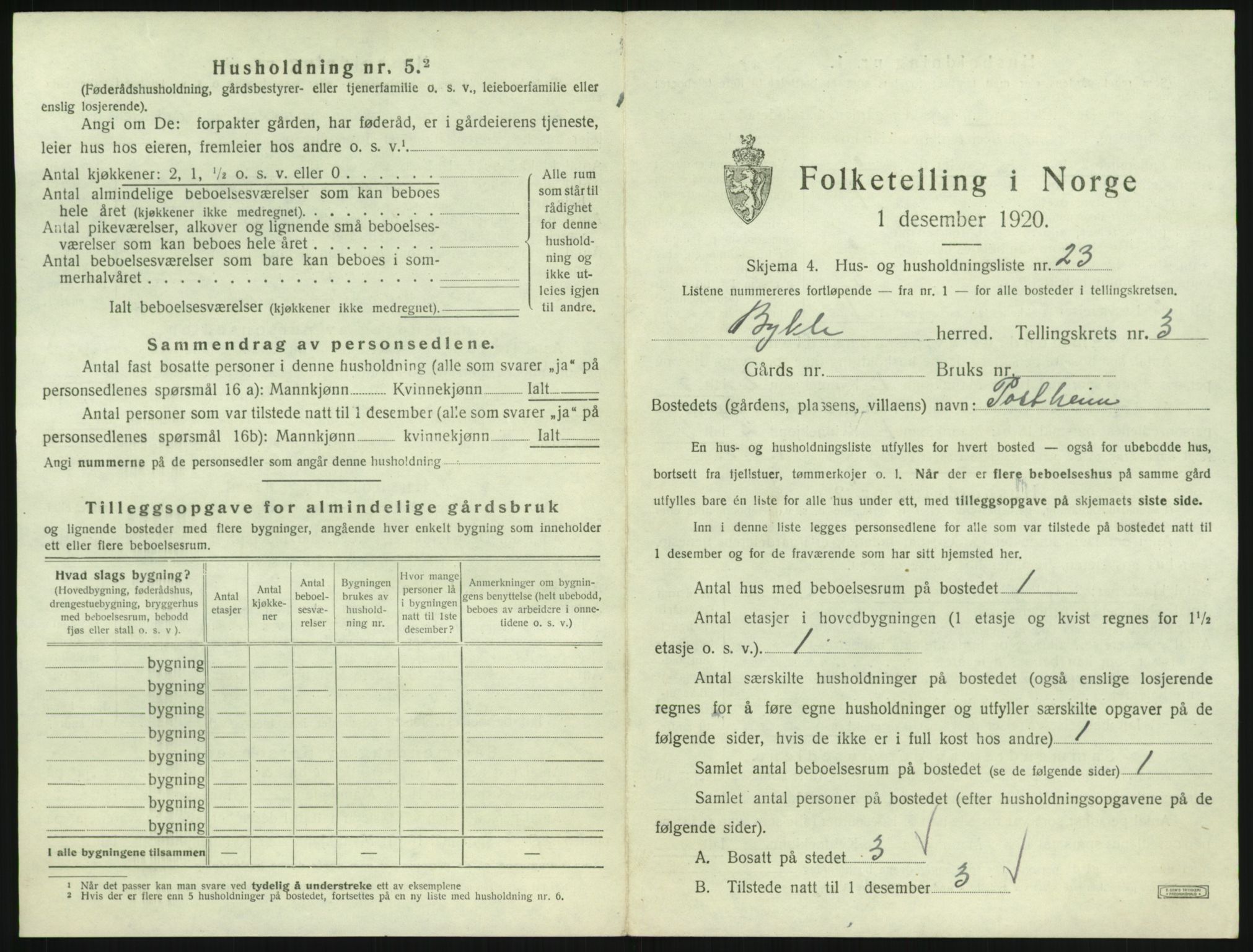 SAK, Folketelling 1920 for 0941 Bykle herred, 1920, s. 207