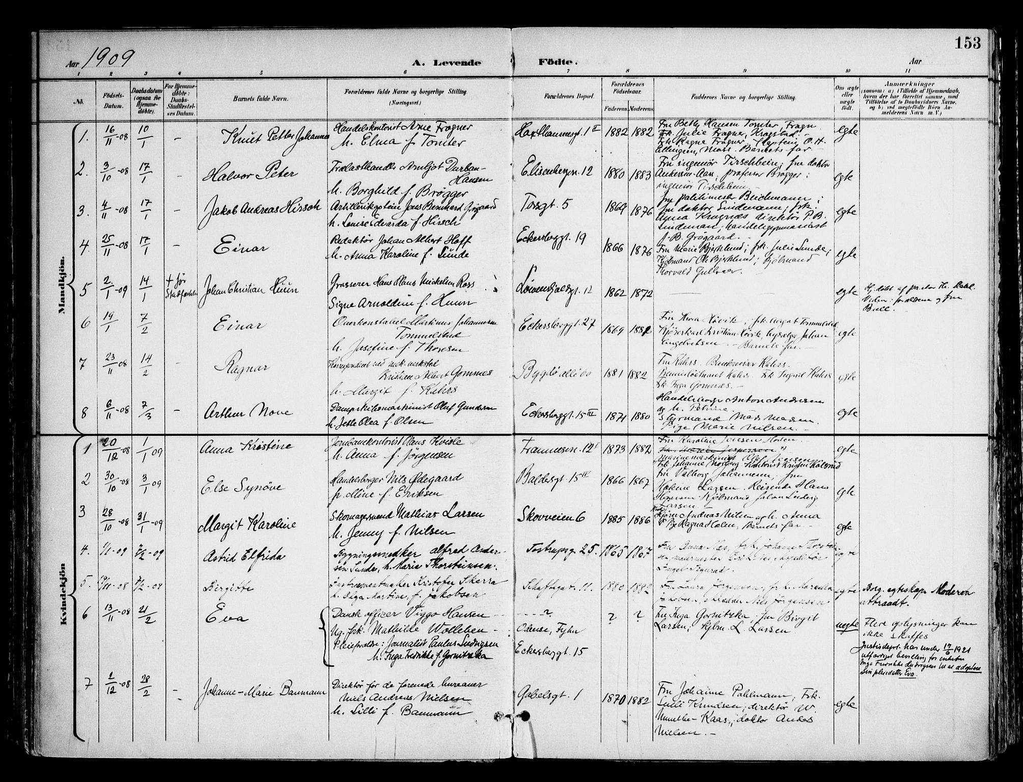 Frogner prestekontor Kirkebøker, AV/SAO-A-10886/F/Fa/L0002: Ministerialbok nr. 2, 1897-1917, s. 153
