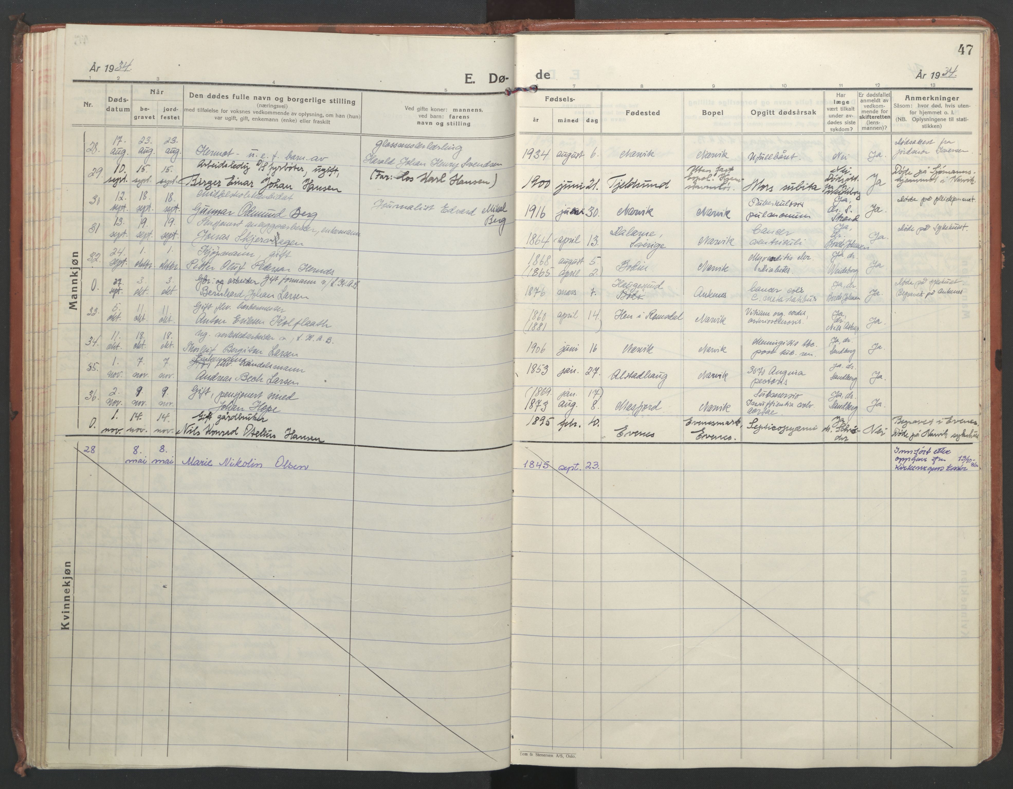 Ministerialprotokoller, klokkerbøker og fødselsregistre - Nordland, AV/SAT-A-1459/871/L1005: Ministerialbok nr. 871A21, 1926-1940, s. 47