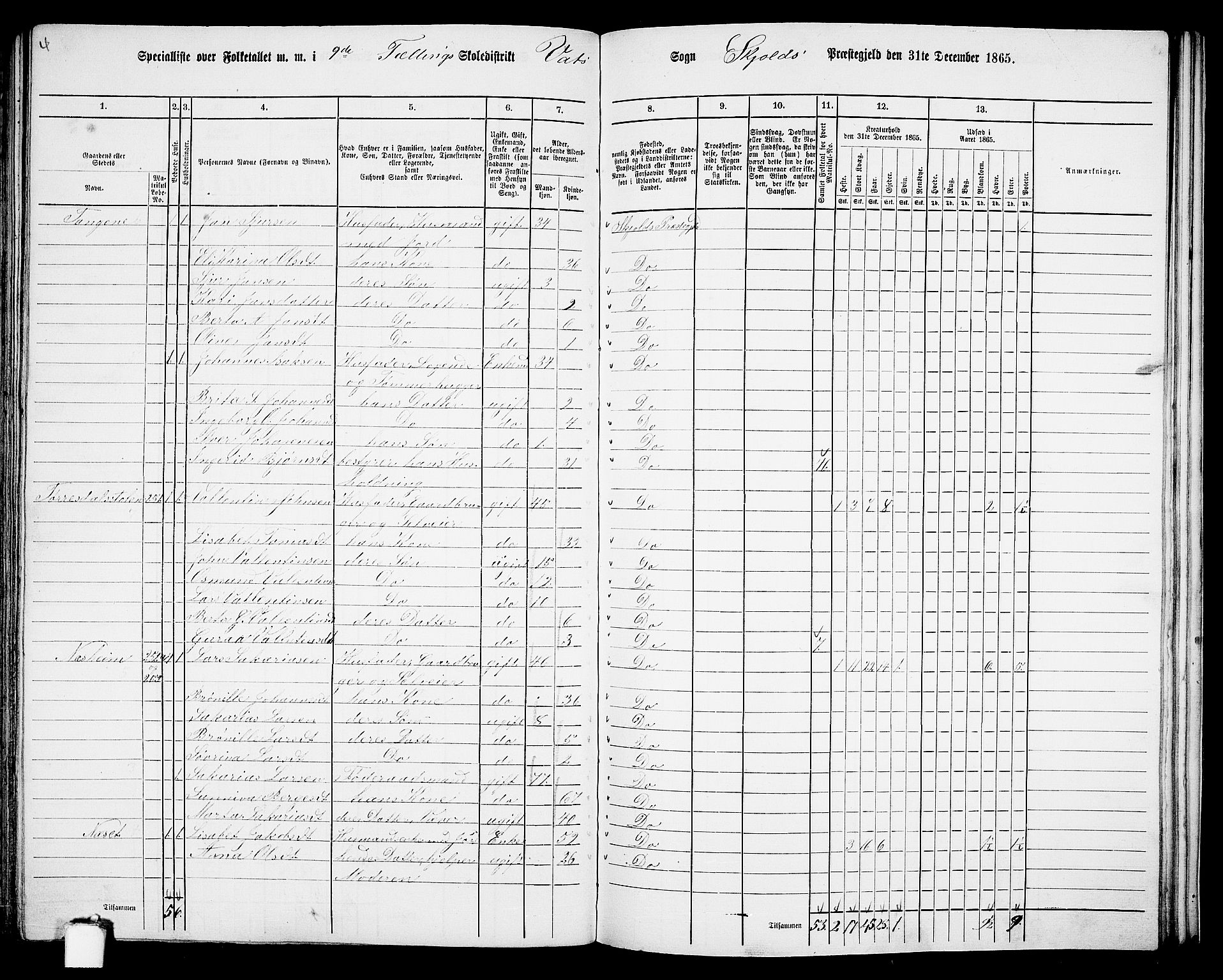 RA, Folketelling 1865 for 1154P Skjold prestegjeld, 1865, s. 128