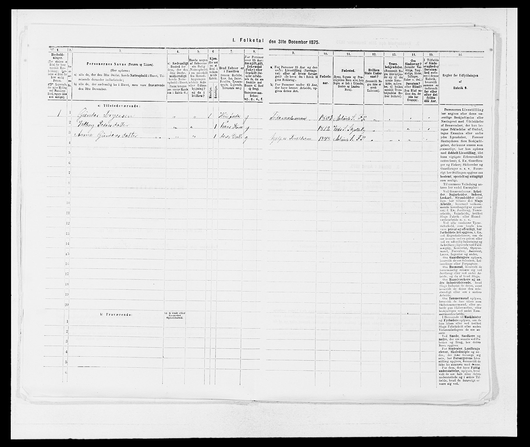 SAB, Folketelling 1875 for 1213P Fjelberg prestegjeld, 1875, s. 498