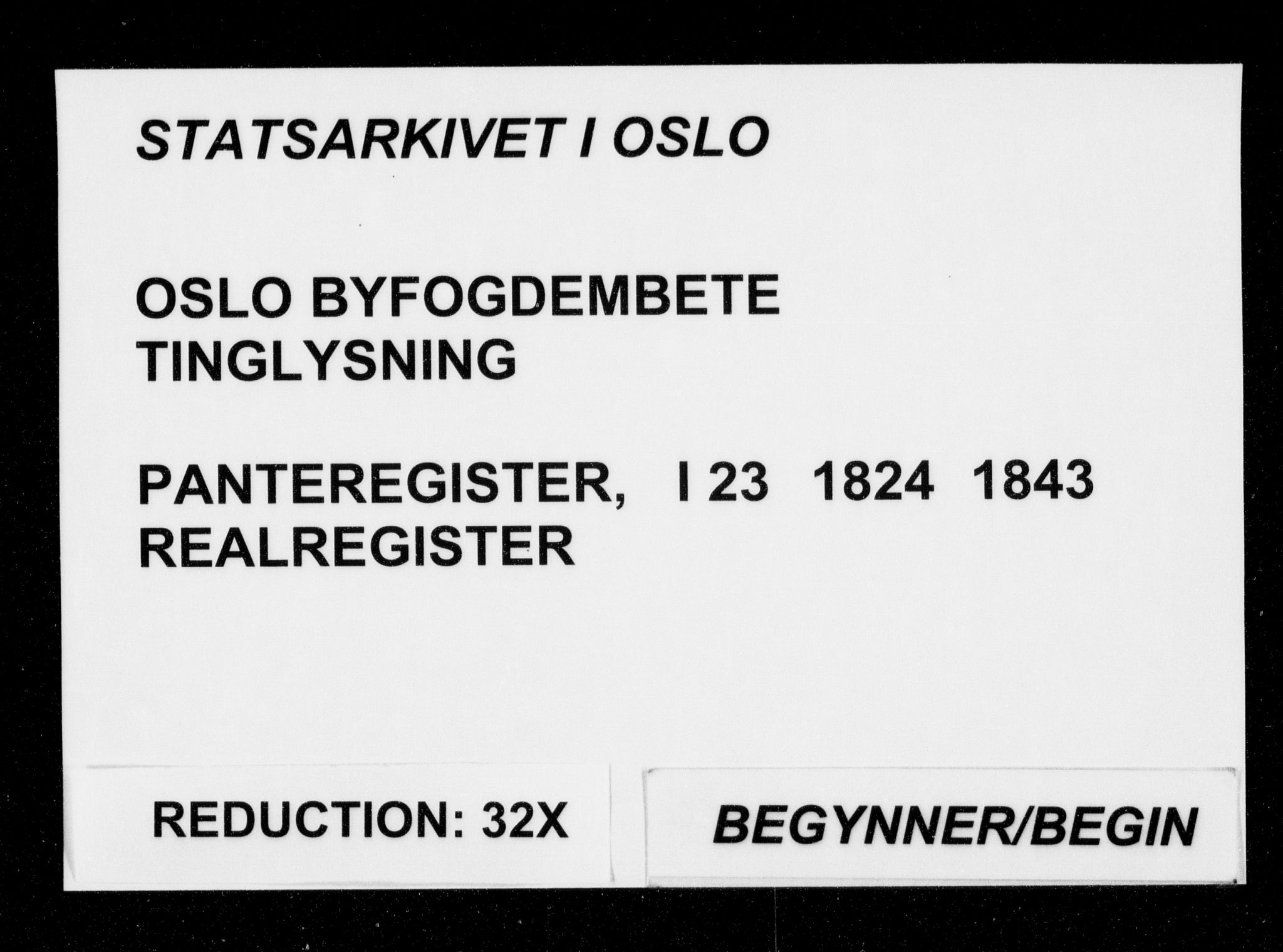 Christiania byfogd, SAO/A-11543/G/Ga/Gaa/Gaaa/L0023: Panteregister nr. I 23, 1824-1843