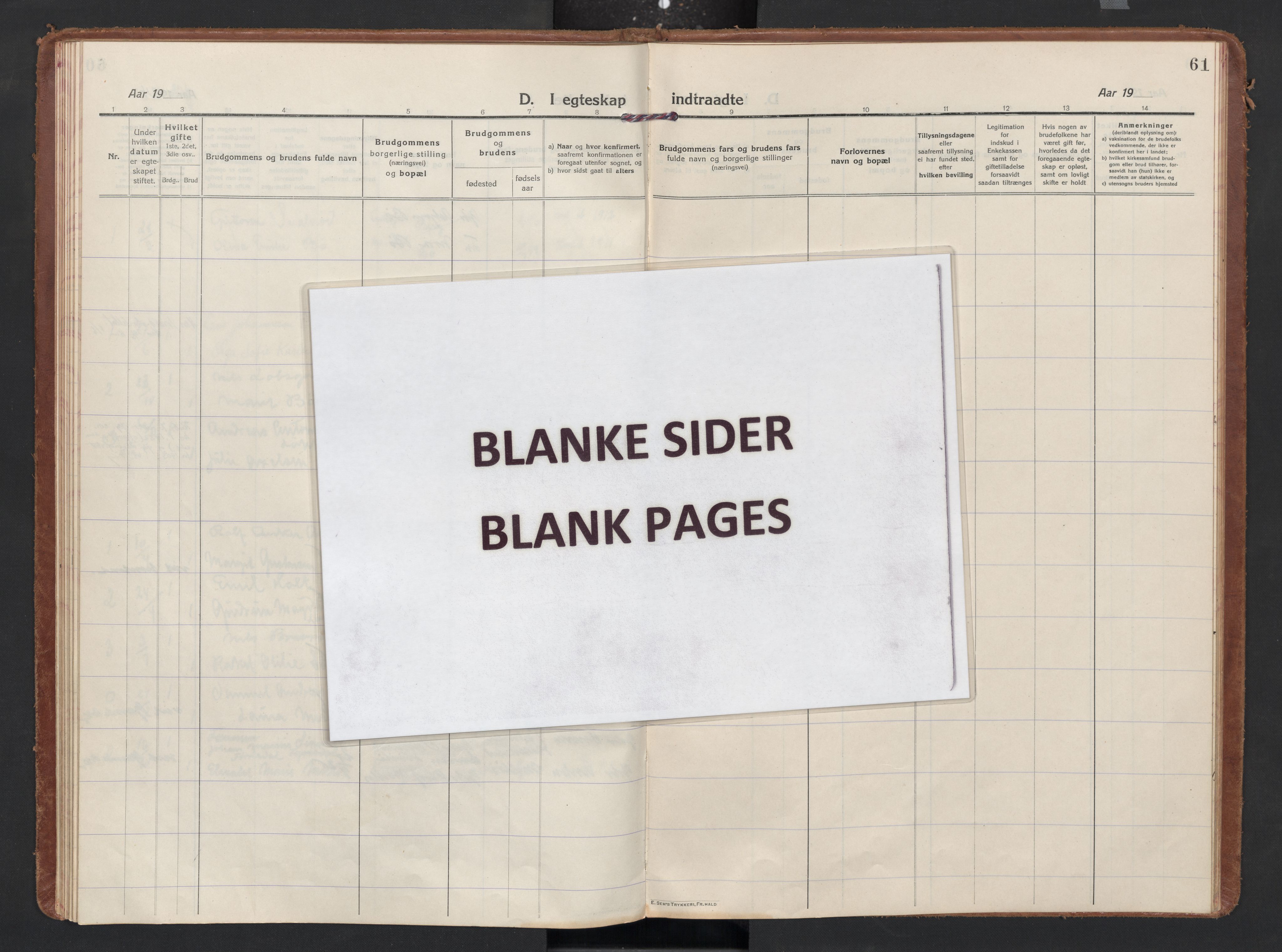 Skjeberg prestekontor Kirkebøker, AV/SAO-A-10923/F/Fc/L0003: Ministerialbok nr. III 3, 1915-1926, s. 61