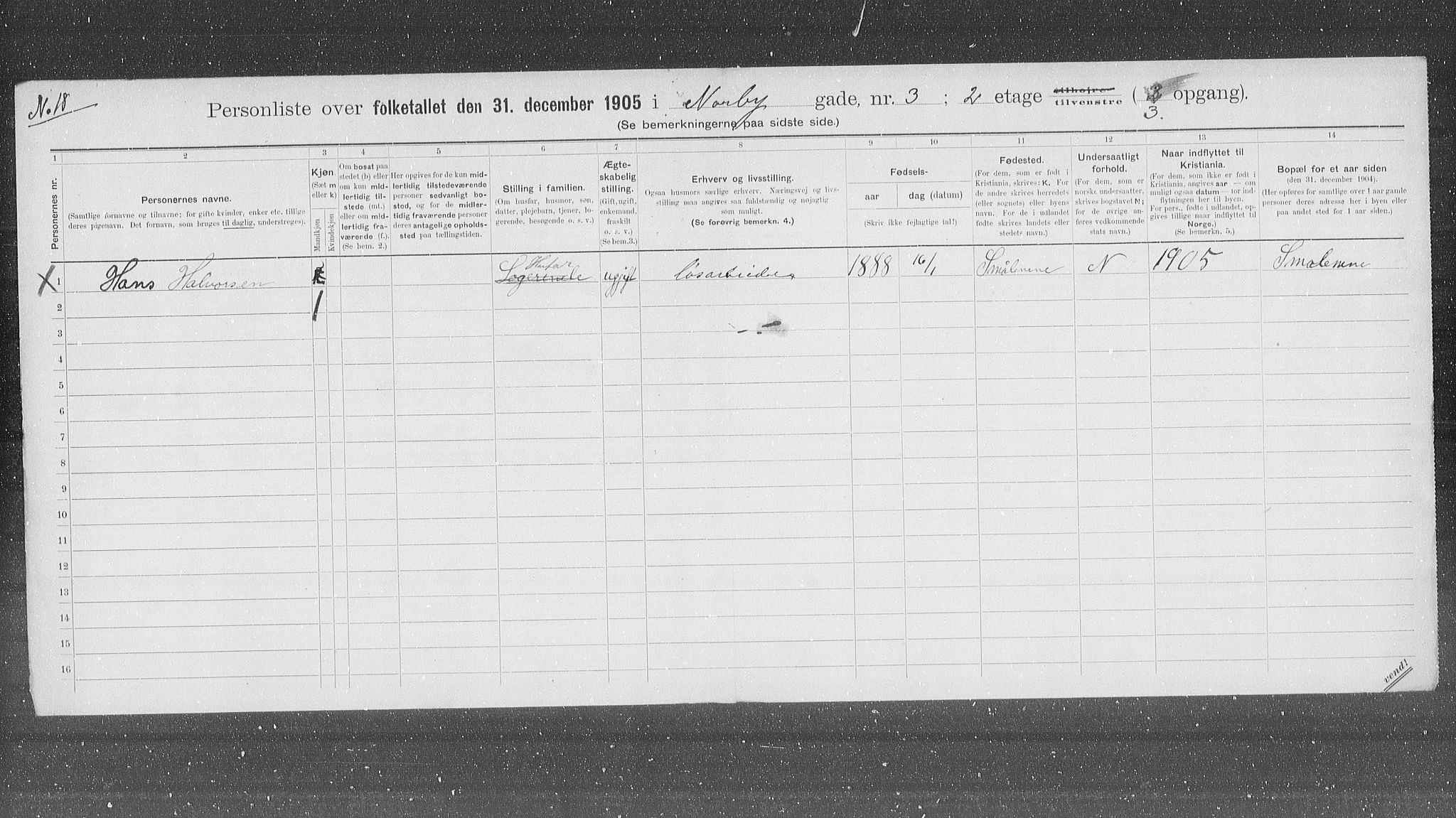 OBA, Kommunal folketelling 31.12.1905 for Kristiania kjøpstad, 1905, s. 37770