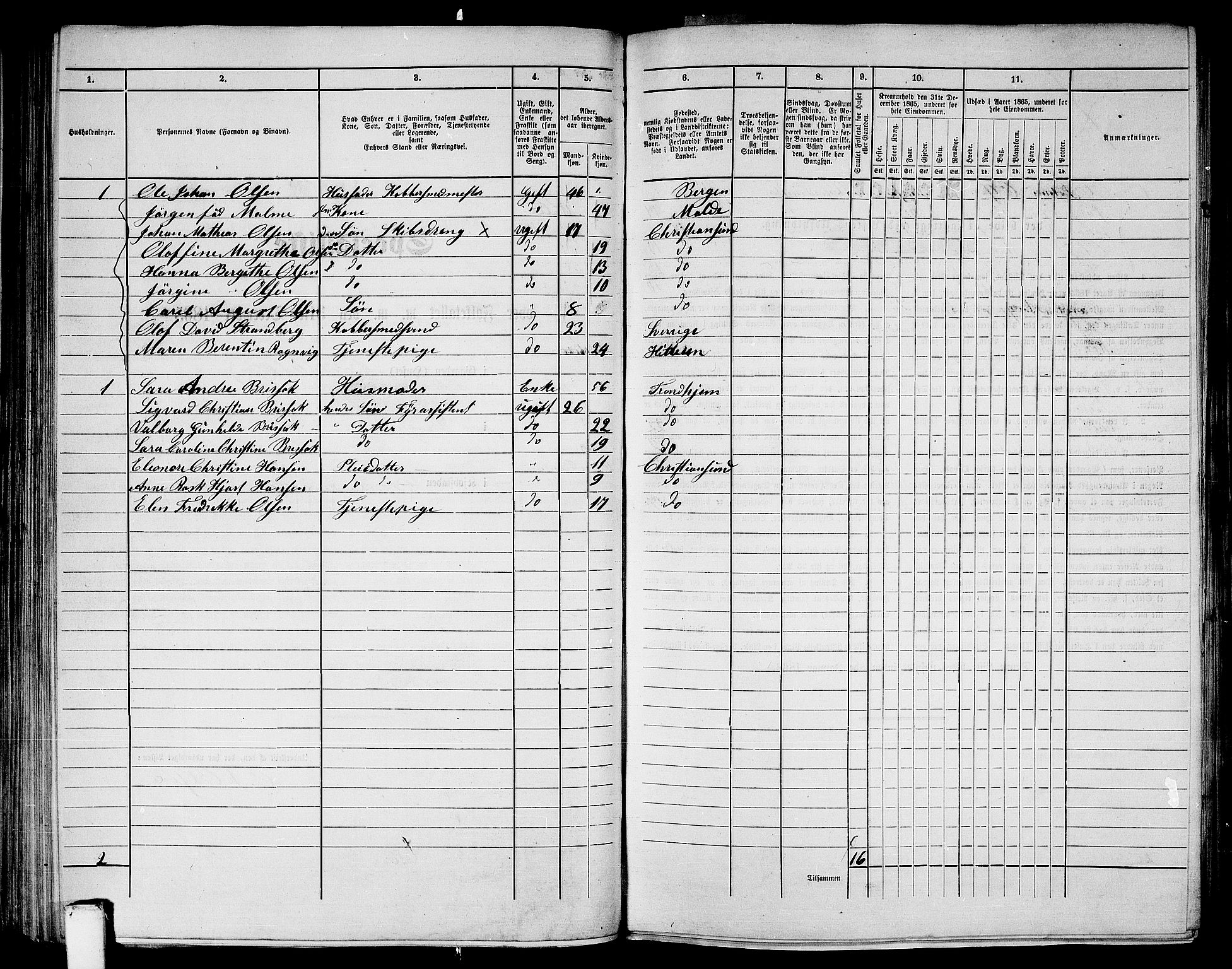 RA, Folketelling 1865 for 1503B Kristiansund prestegjeld, Kristiansund kjøpstad, 1865, s. 135