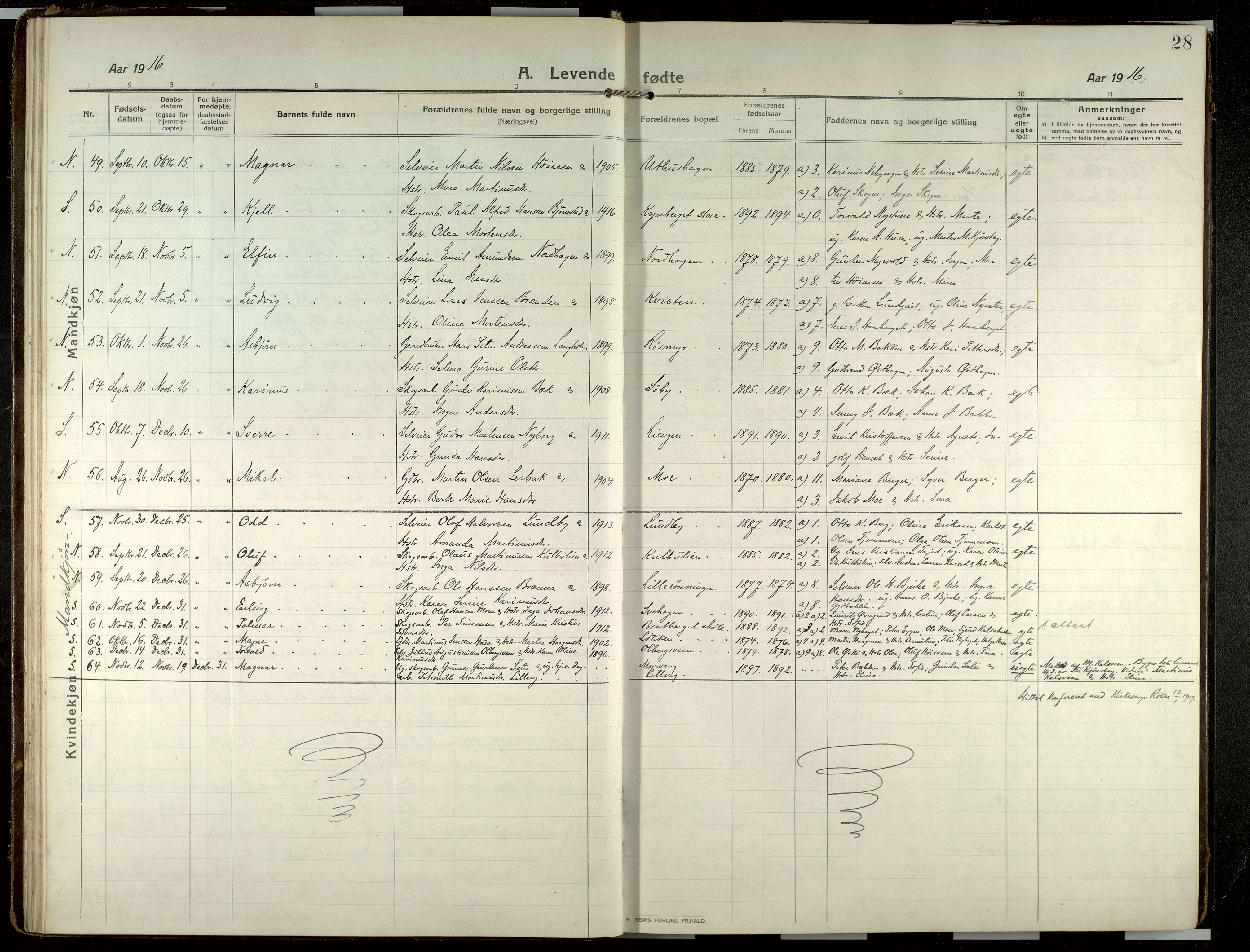 Elverum prestekontor, AV/SAH-PREST-044/H/Ha/Haa/L0022: Ministerialbok nr. 22, 1913-1924, s. 28