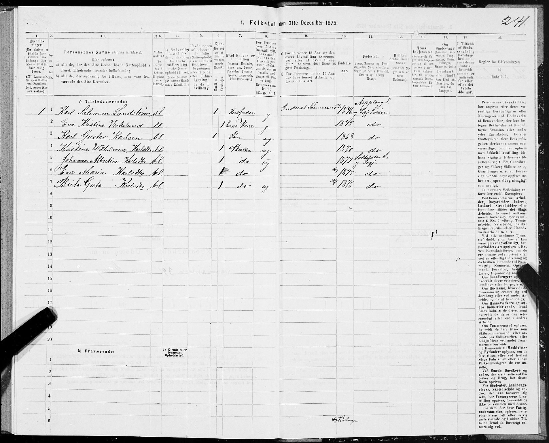SAT, Folketelling 1875 for 1840P Saltdal prestegjeld, 1875, s. 2241