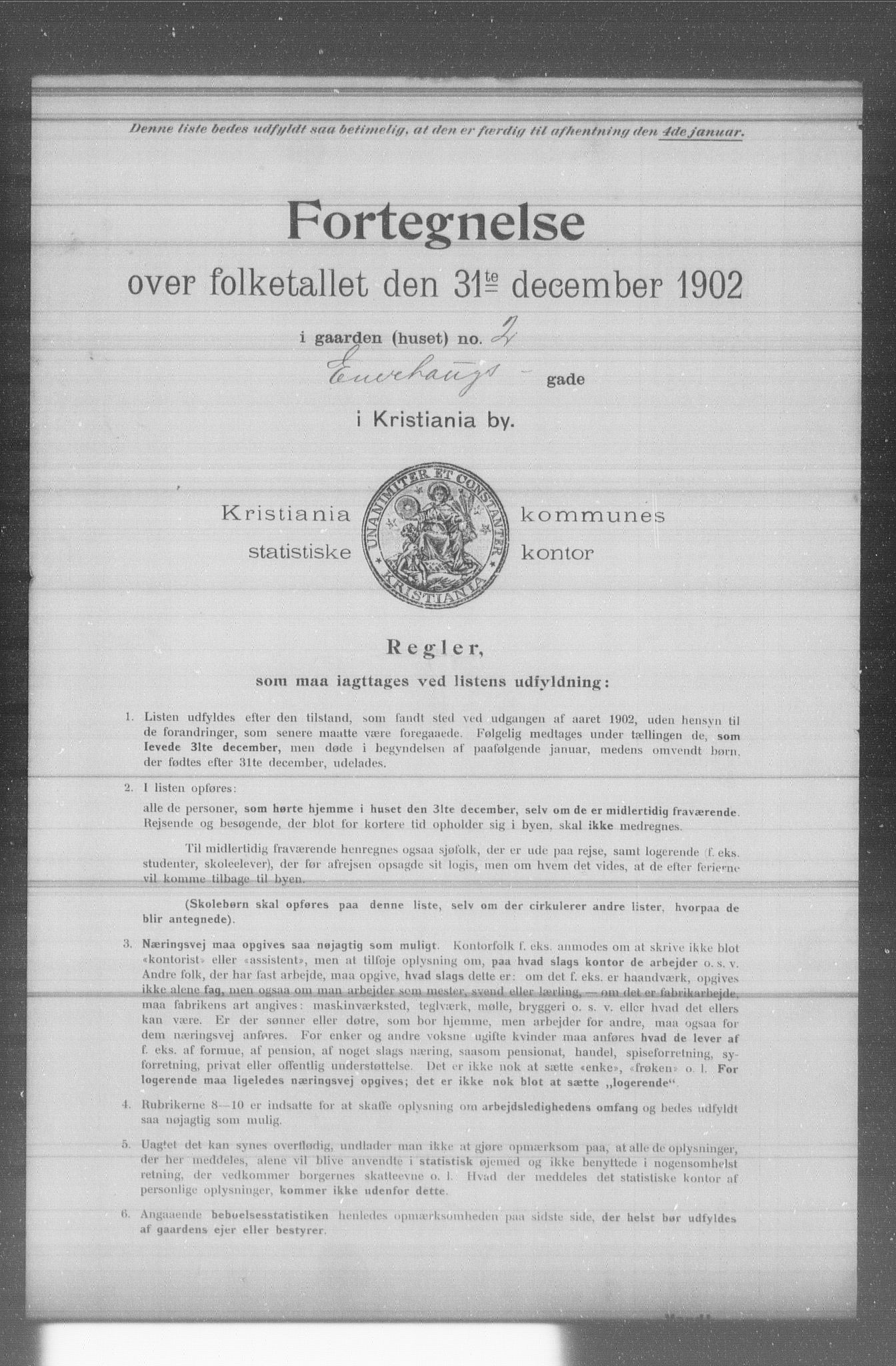 OBA, Kommunal folketelling 31.12.1902 for Kristiania kjøpstad, 1902, s. 4050