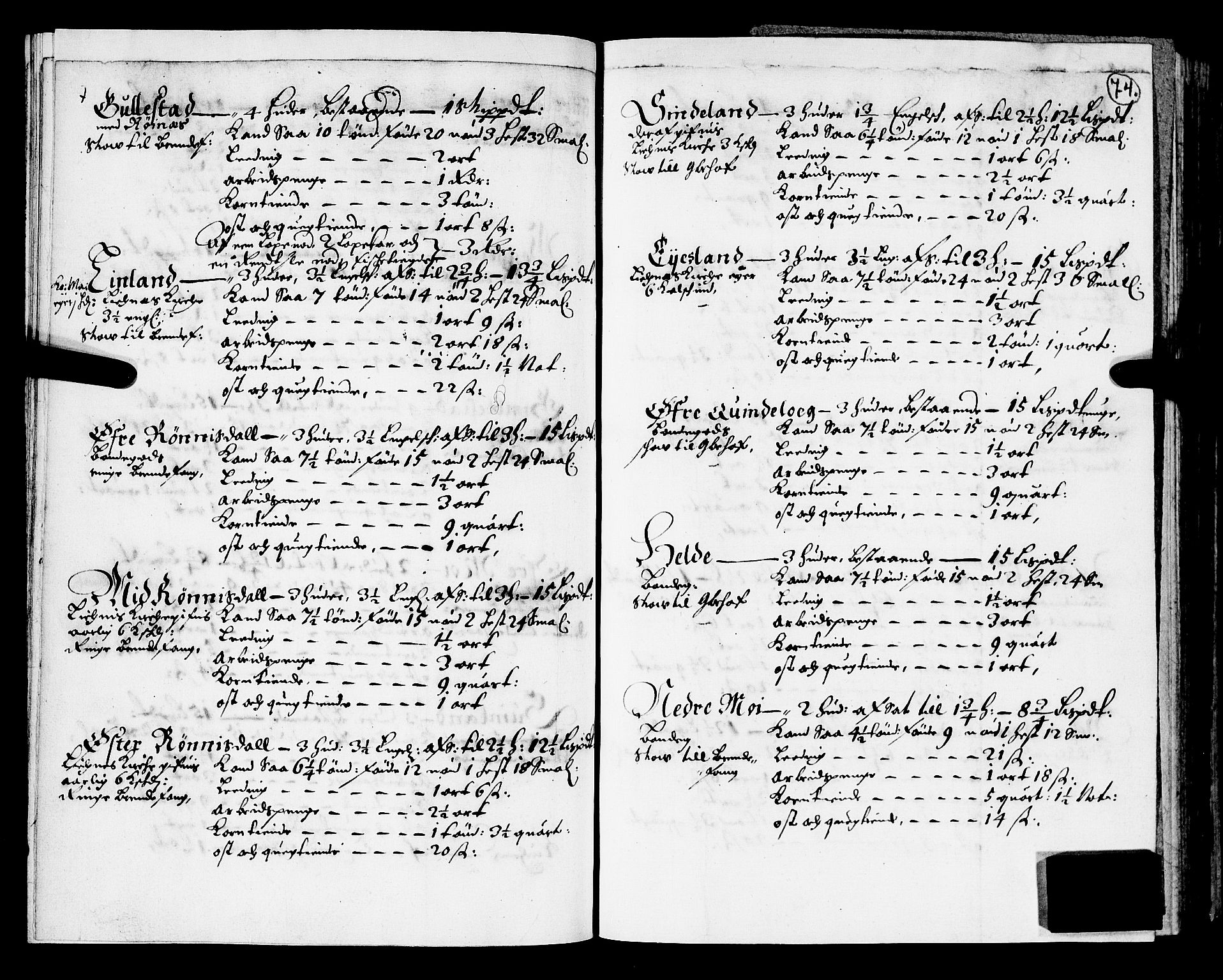Rentekammeret inntil 1814, Realistisk ordnet avdeling, AV/RA-EA-4070/N/Nb/Nba/L0031: Lista amt, 1668, s. 73b-74a