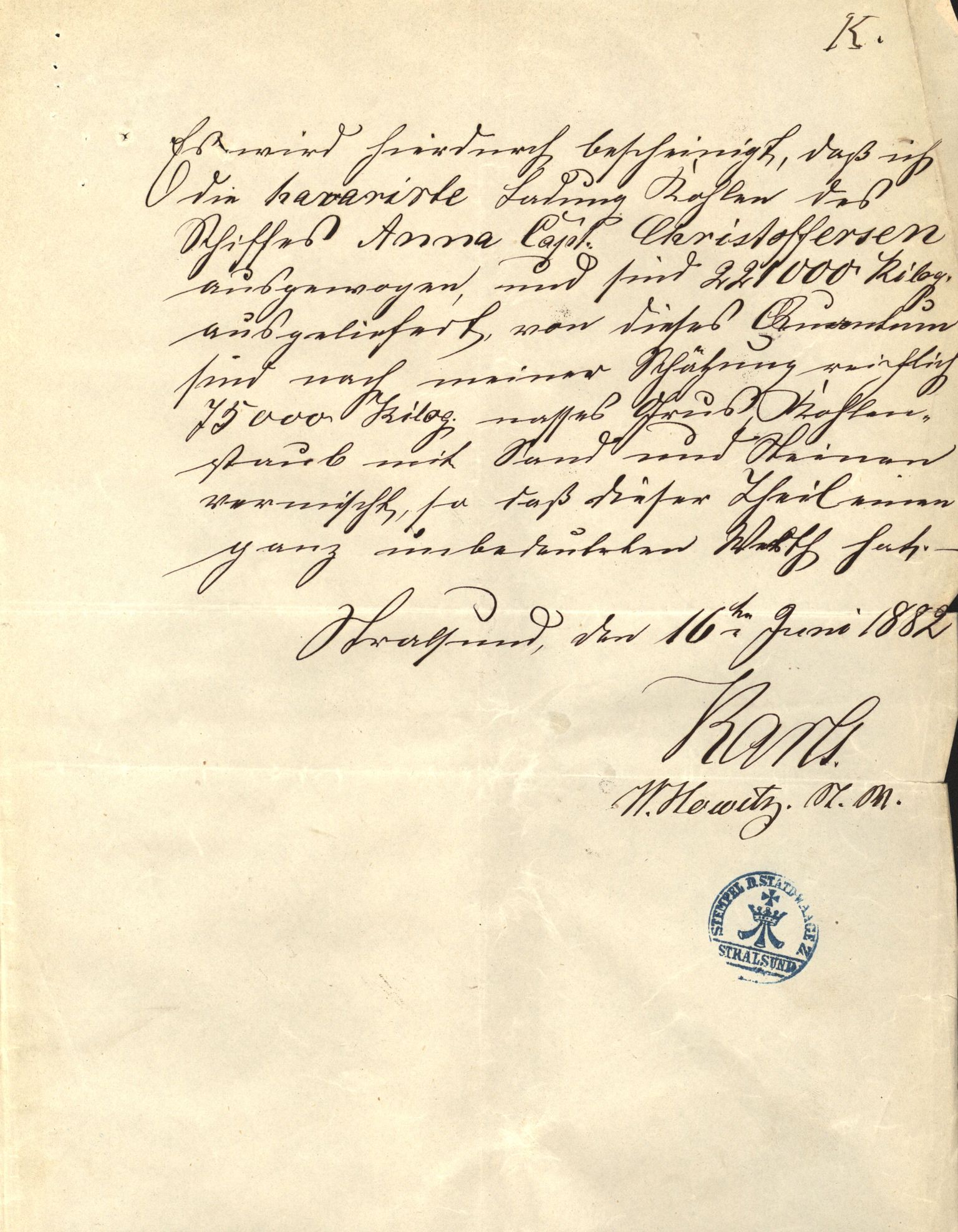 Pa 63 - Østlandske skibsassuranceforening, VEMU/A-1079/G/Ga/L0014/0012: Havaridokumenter / Sophie, Andover, Alliance, Anna, 1882, s. 37