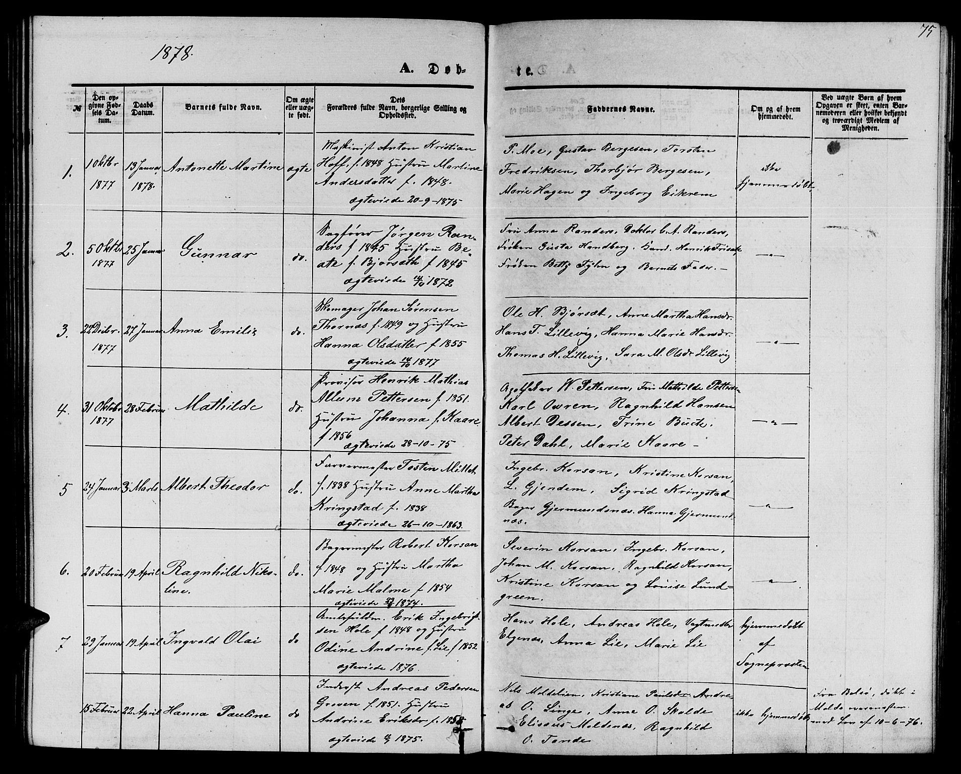 Ministerialprotokoller, klokkerbøker og fødselsregistre - Møre og Romsdal, SAT/A-1454/558/L0701: Klokkerbok nr. 558C02, 1862-1879, s. 75