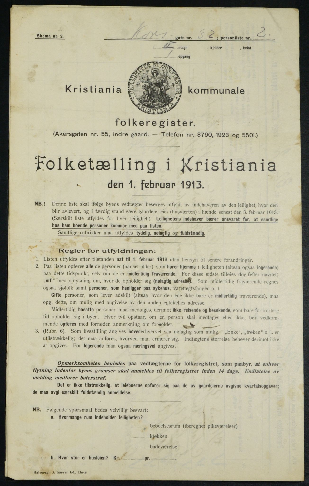 OBA, Kommunal folketelling 1.2.1913 for Kristiania, 1913, s. 53607