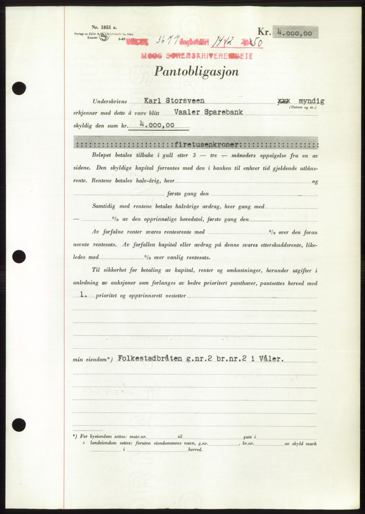Moss sorenskriveri, SAO/A-10168: Pantebok nr. B25, 1950-1950, Dagboknr: 3677/1950