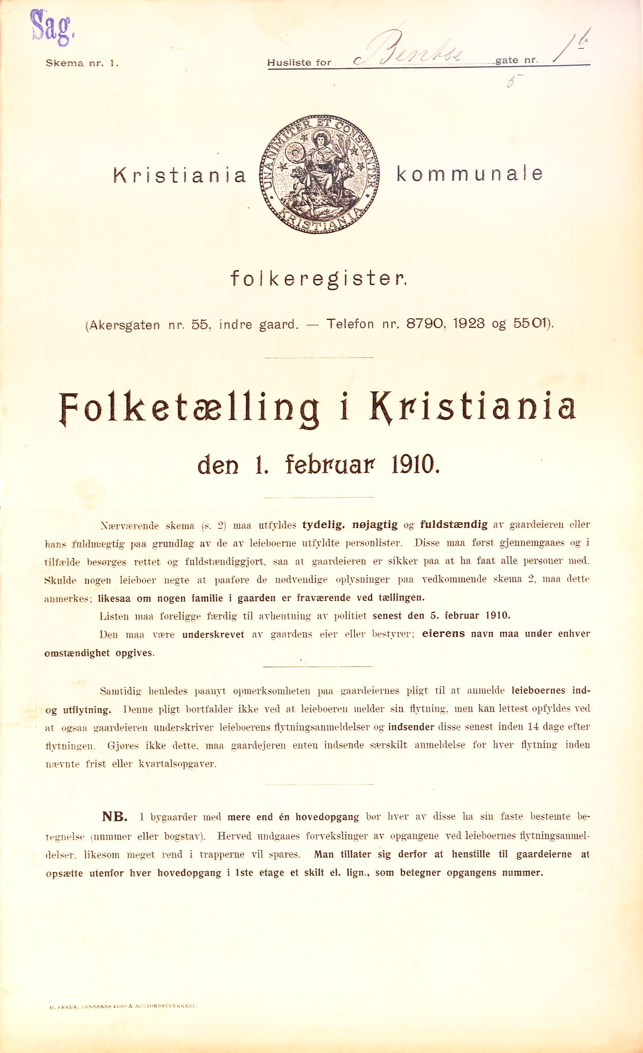 OBA, Kommunal folketelling 1.2.1910 for Kristiania, 1910, s. 3366