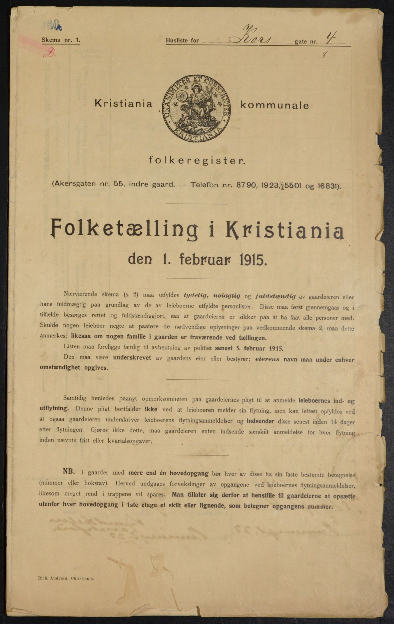 OBA, Kommunal folketelling 1.2.1915 for Kristiania, 1915, s. 52931