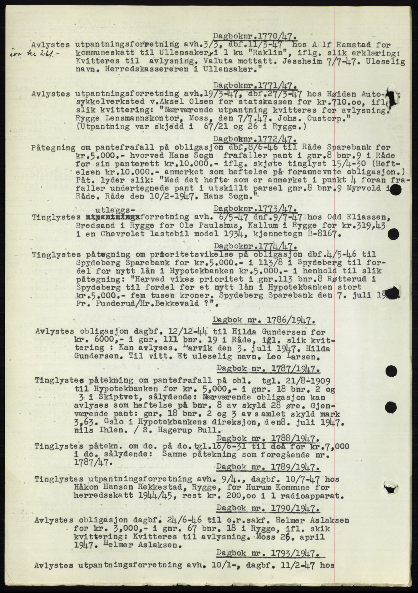 Moss sorenskriveri, SAO/A-10168: Pantebok nr. C10, 1938-1950, Dagboknr: 1770/1947