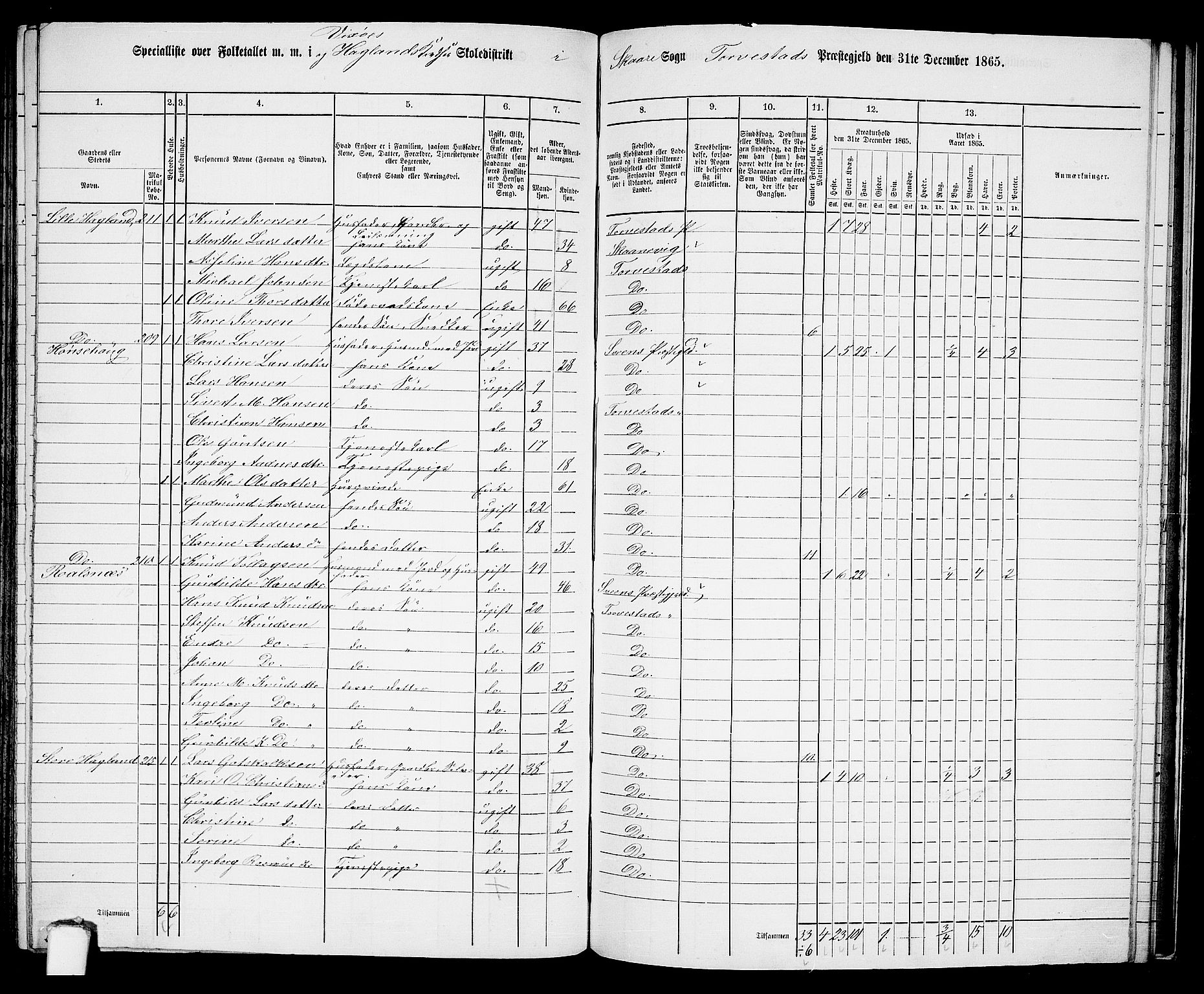 RA, Folketelling 1865 for 1152L Torvastad prestegjeld, Torvastad sokn, Skåre sokn og Utsira sokn, 1865, s. 130