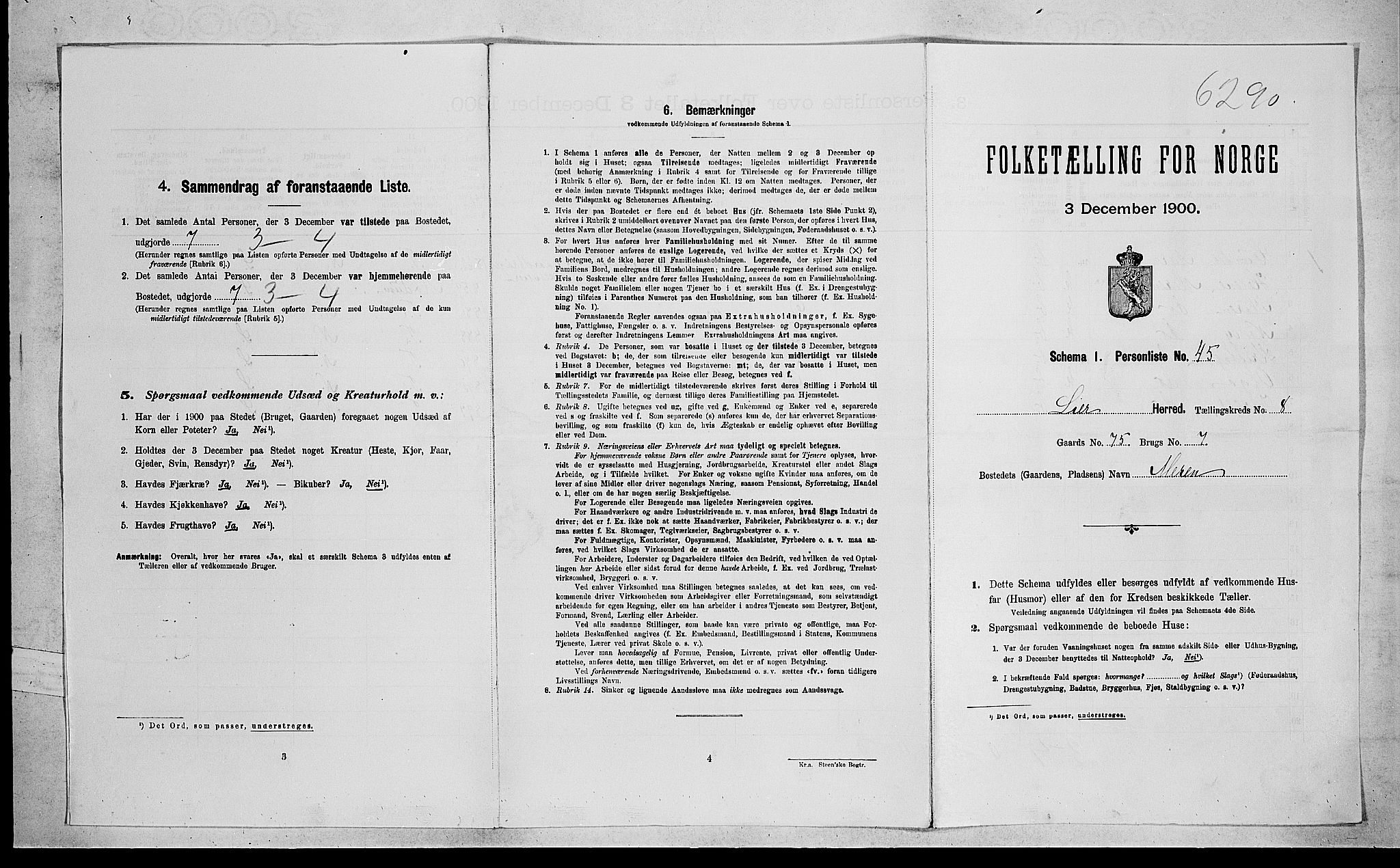 RA, Folketelling 1900 for 0626 Lier herred, 1900, s. 1376
