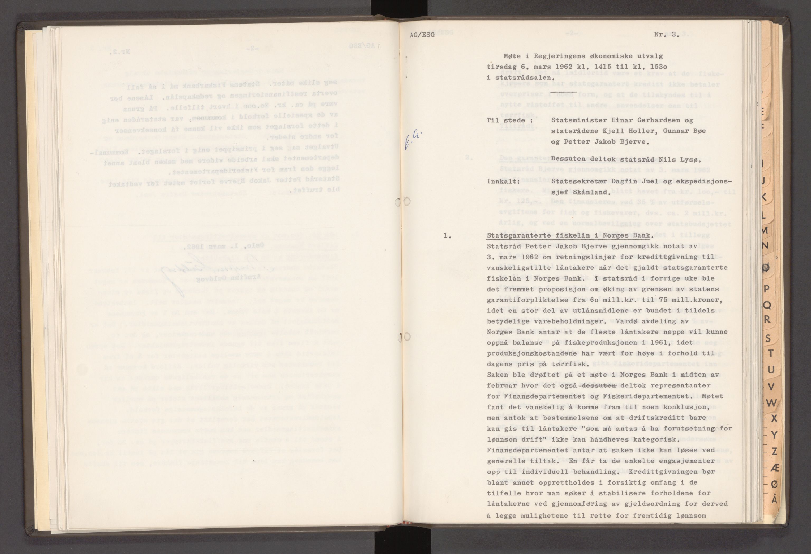 Statsministerens kontor, AV/RA-S-1005/A/Aa/L0021: Referat fra regjeringens økonomiske utvalg, 1960-1965